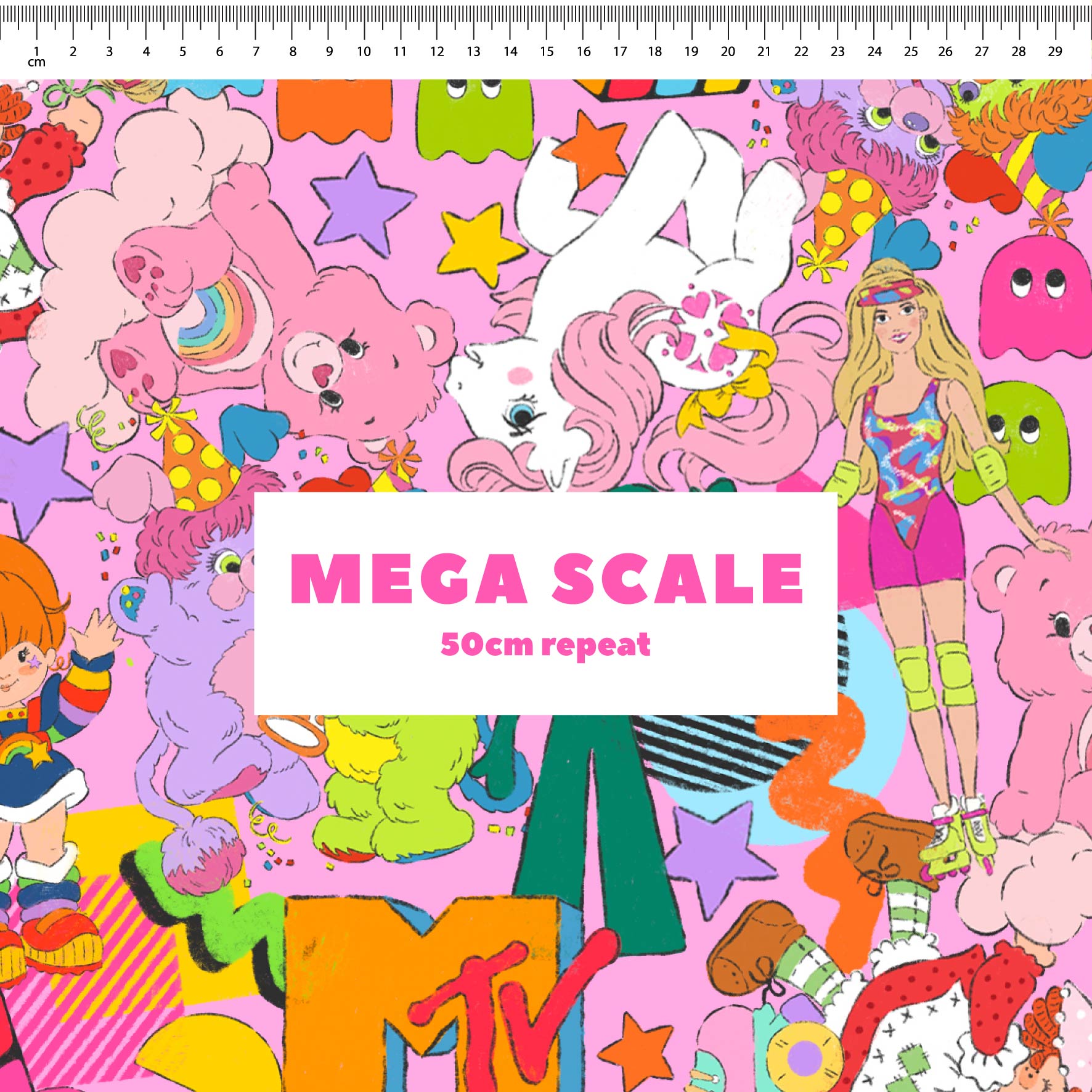 80s Mash Up (Pink) fabric print by The Colour Collab in 50cm Mega Scale
