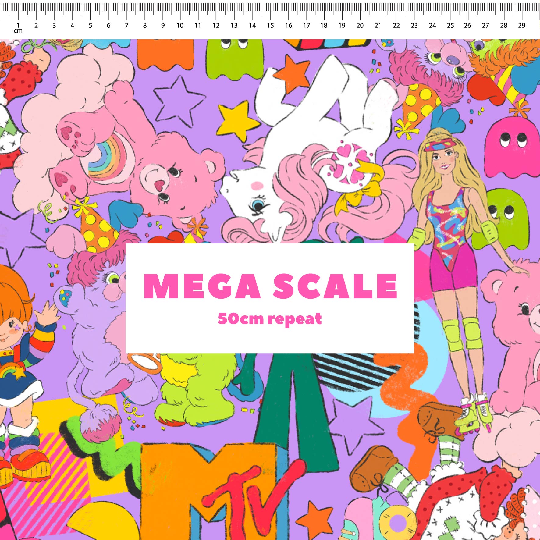 80s Mash Up (Purple) fabric print by The Colour Collab in 50cm Mega Scale