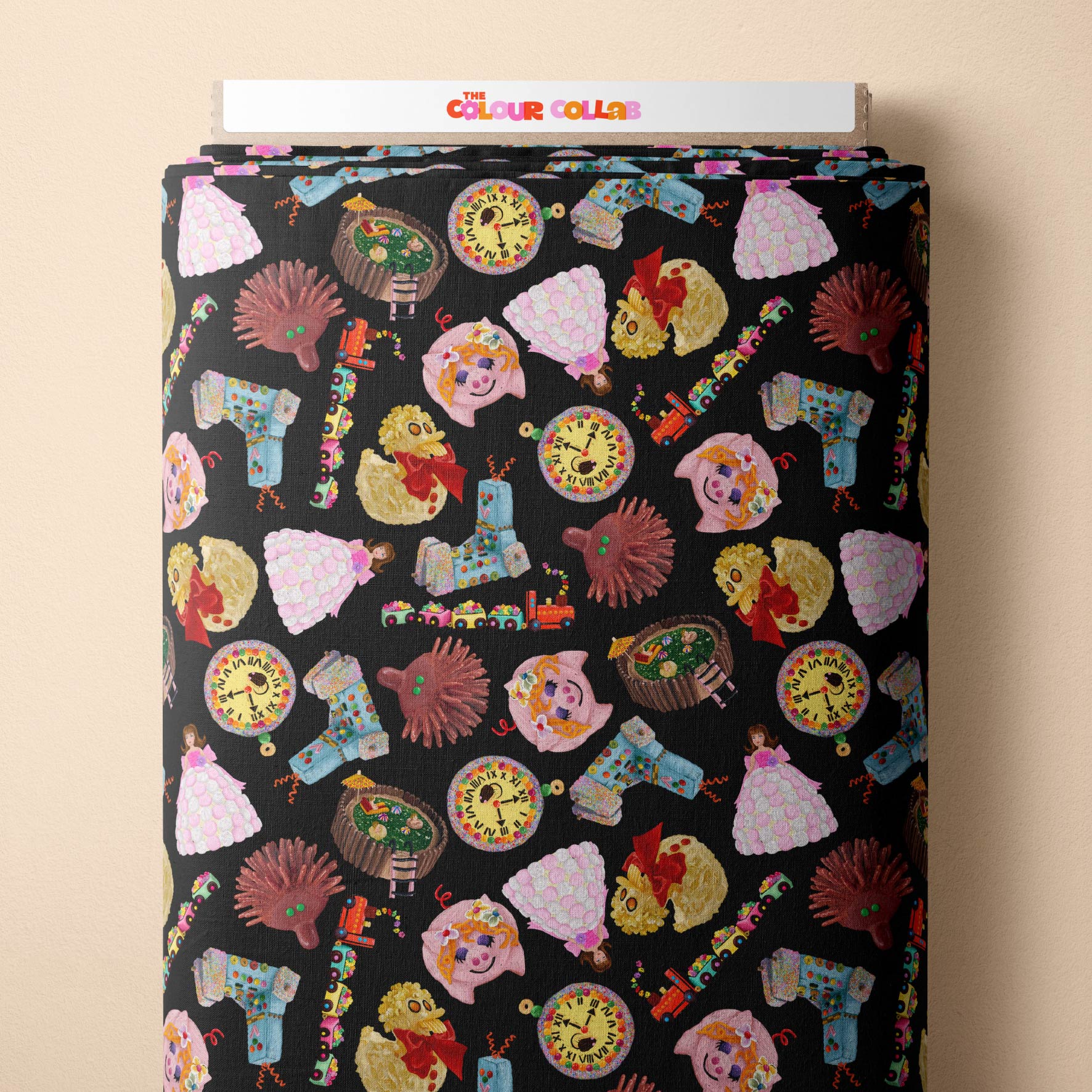 Preorder Fabric: Woman's Weekly Birthday Cakes (Black)