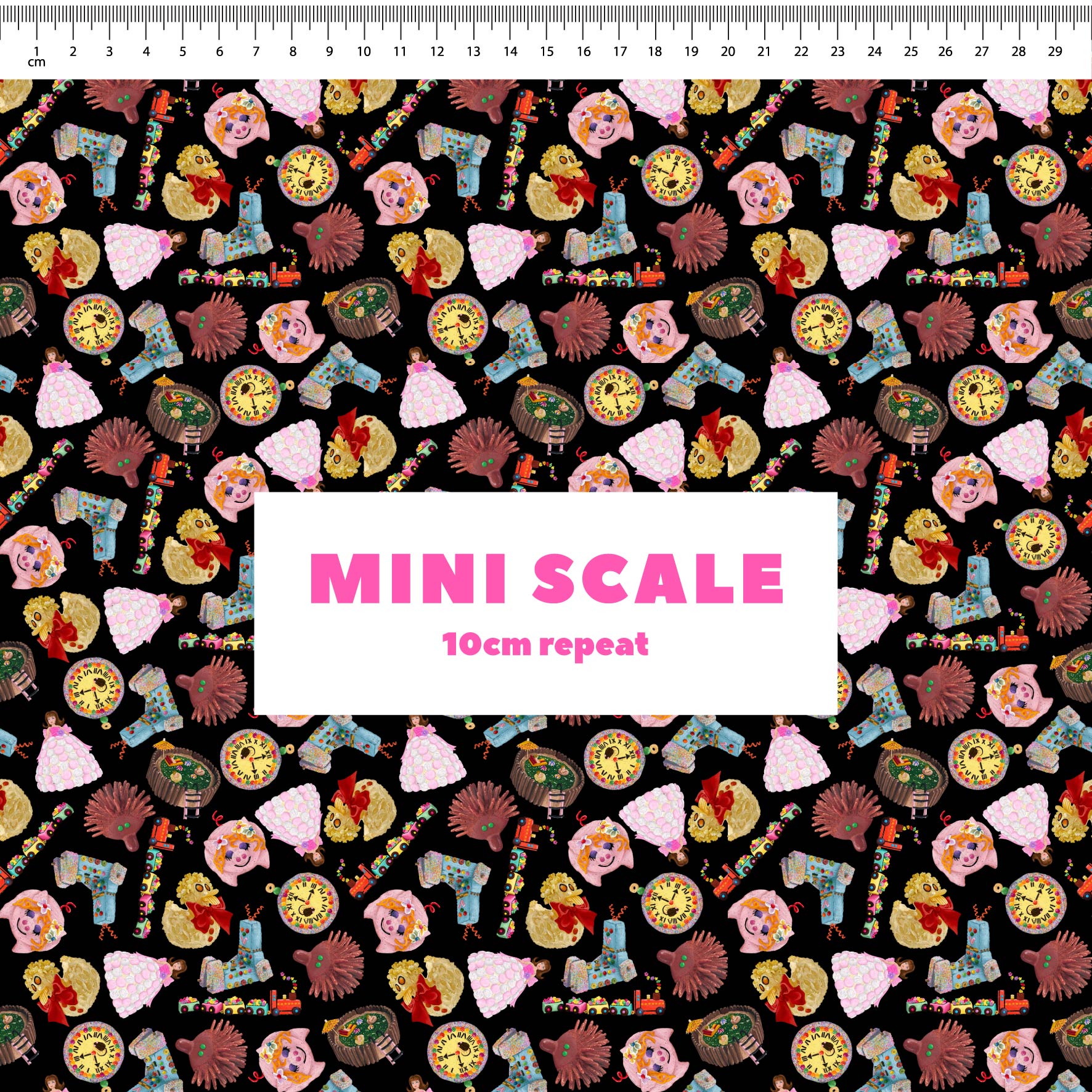 Preorder Fabric: Woman's Weekly Birthday Cakes (Black)