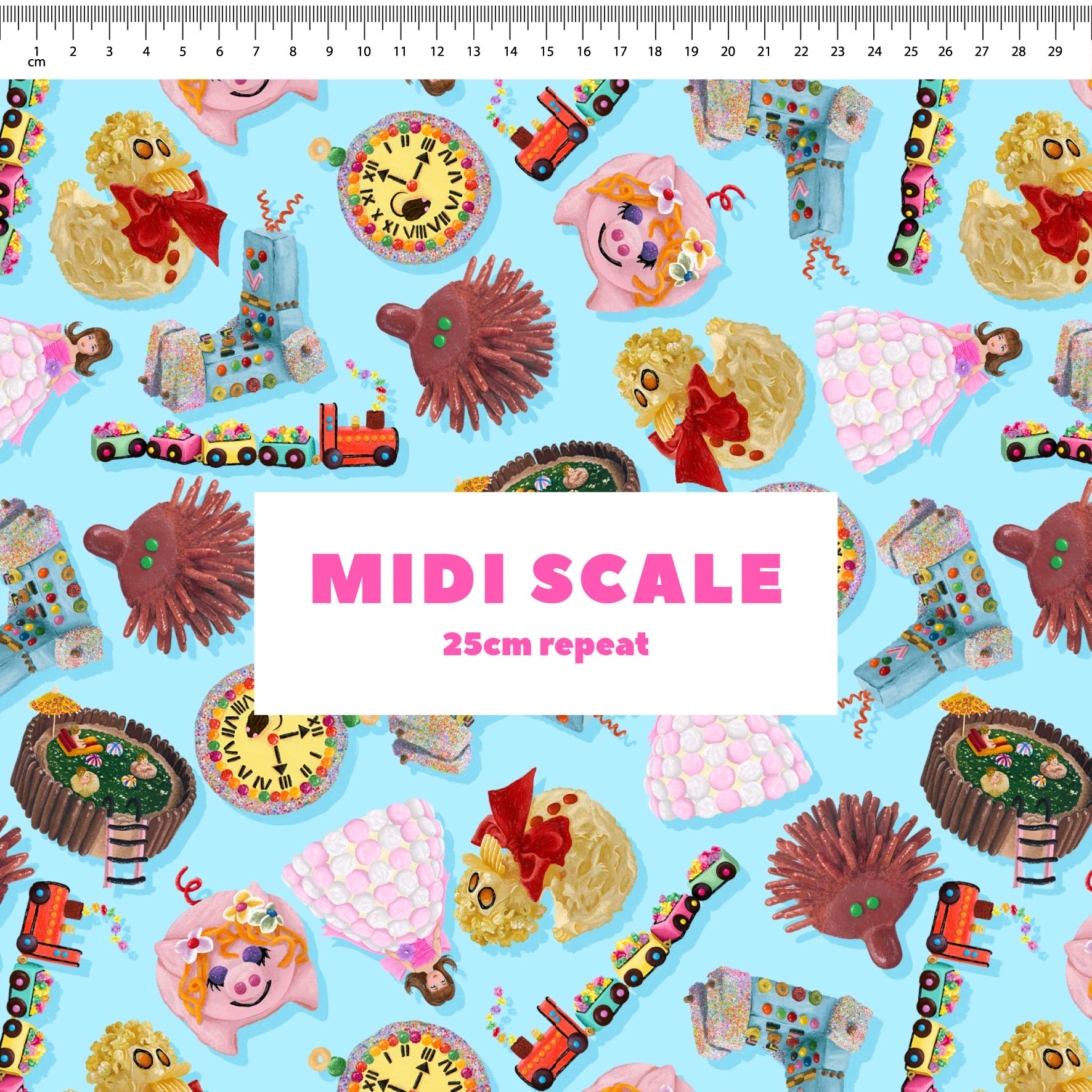 Preorder Fabric: Woman's Weekly Birthday Cakes (Blue)