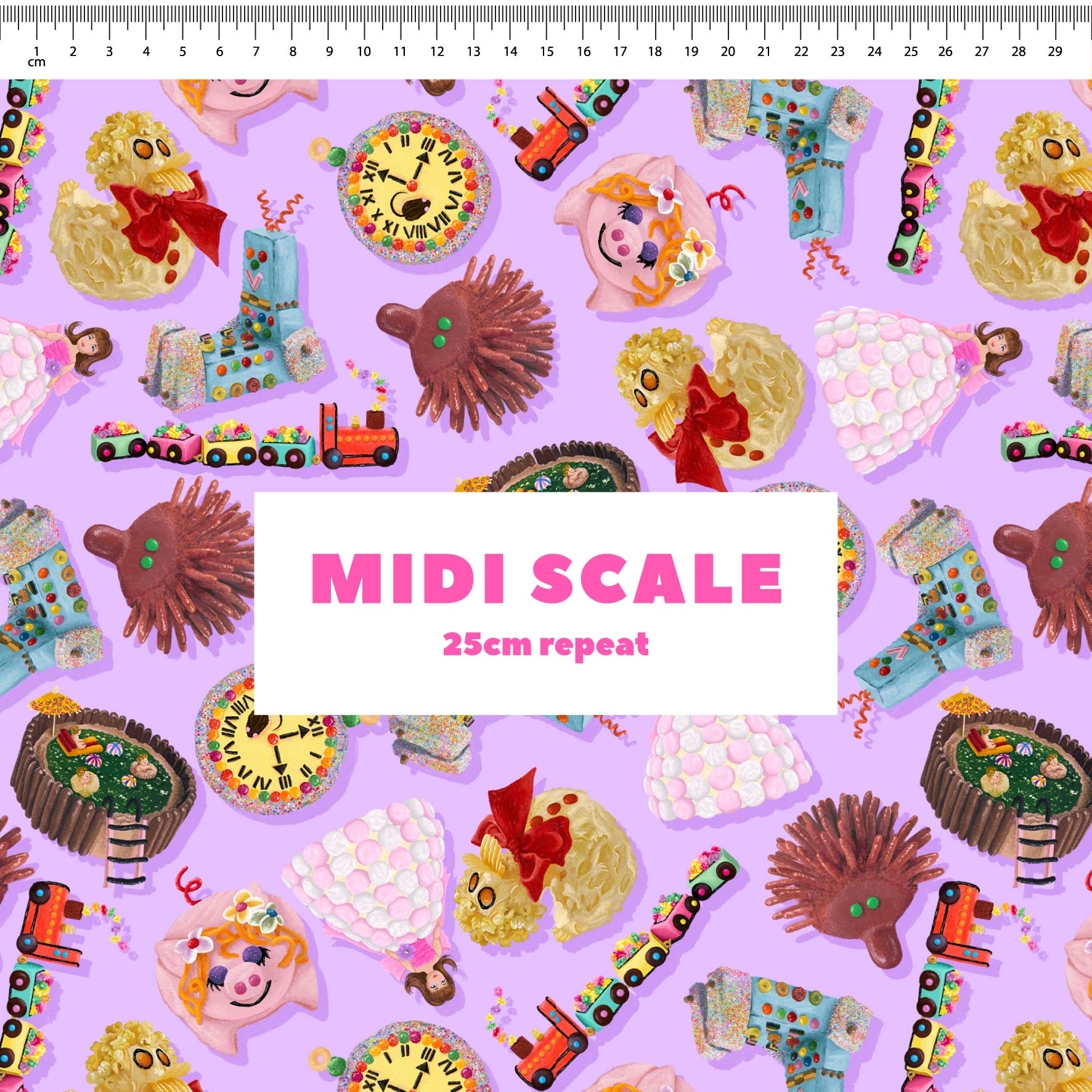 Preorder Fabric: Woman's Weekly Birthday Cakes (Purple)