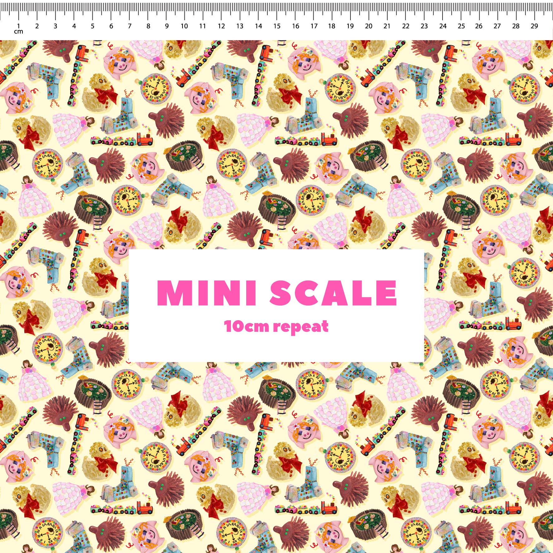 Woman's Weekly Birthday Cake (Yellow) - 0.5m - Poplin - Midi Scale