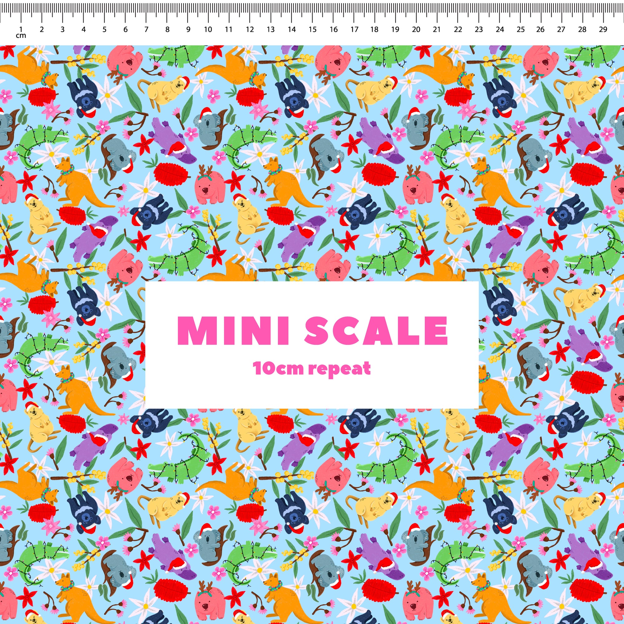 Aussie Christmas Animals (Blue) Preorder Fabric