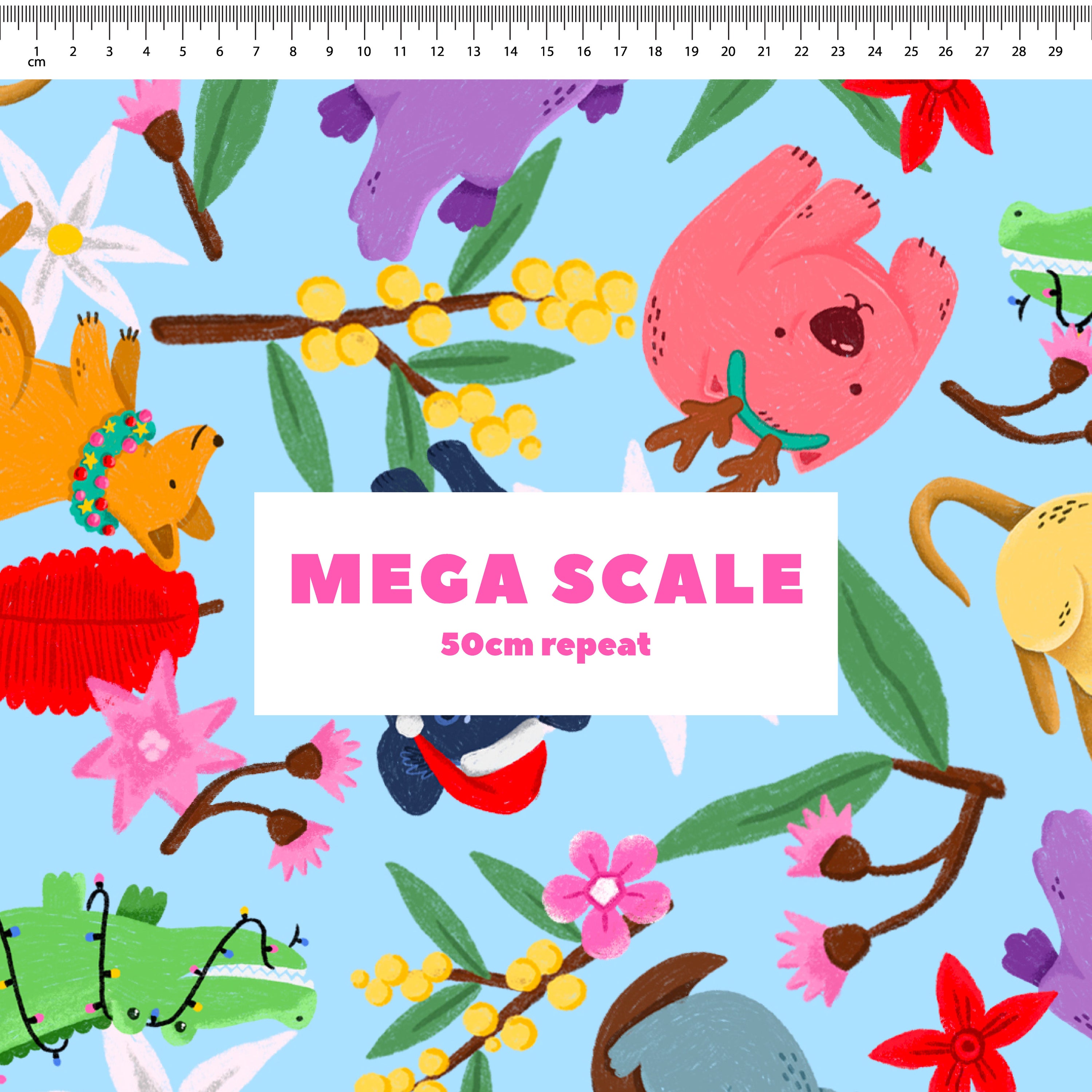 Aussie Christmas Animals (Blue) Preorder Fabric