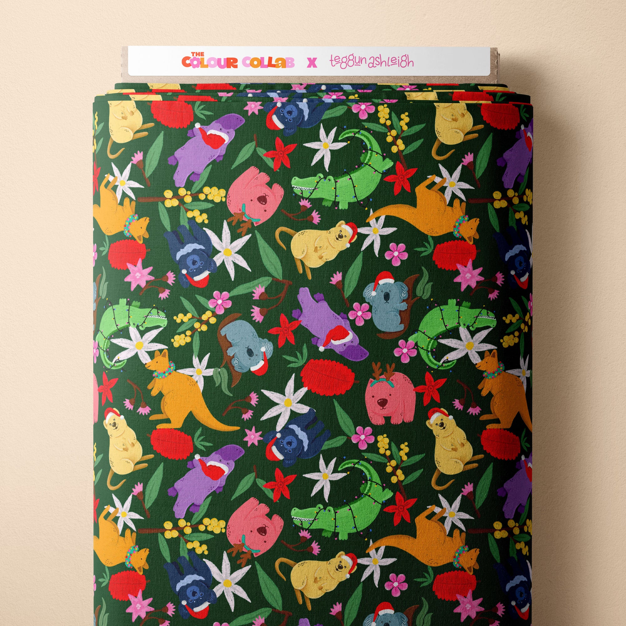 Aussie Christmas Animals (Dark Green) Preorder Fabric