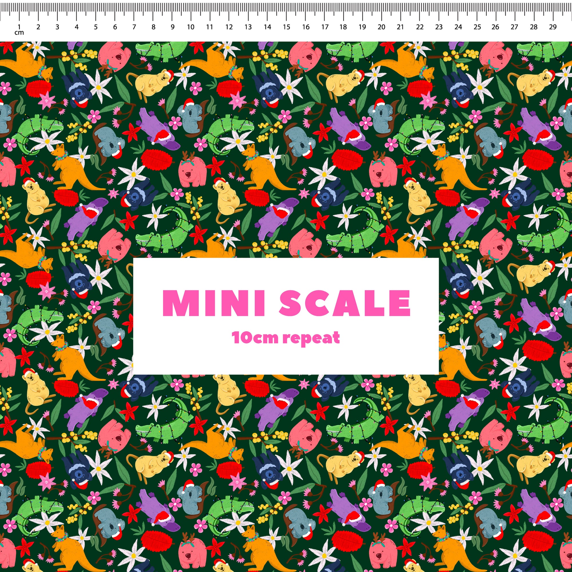 Aussie Christmas Animals (Dark Green) Preorder Fabric