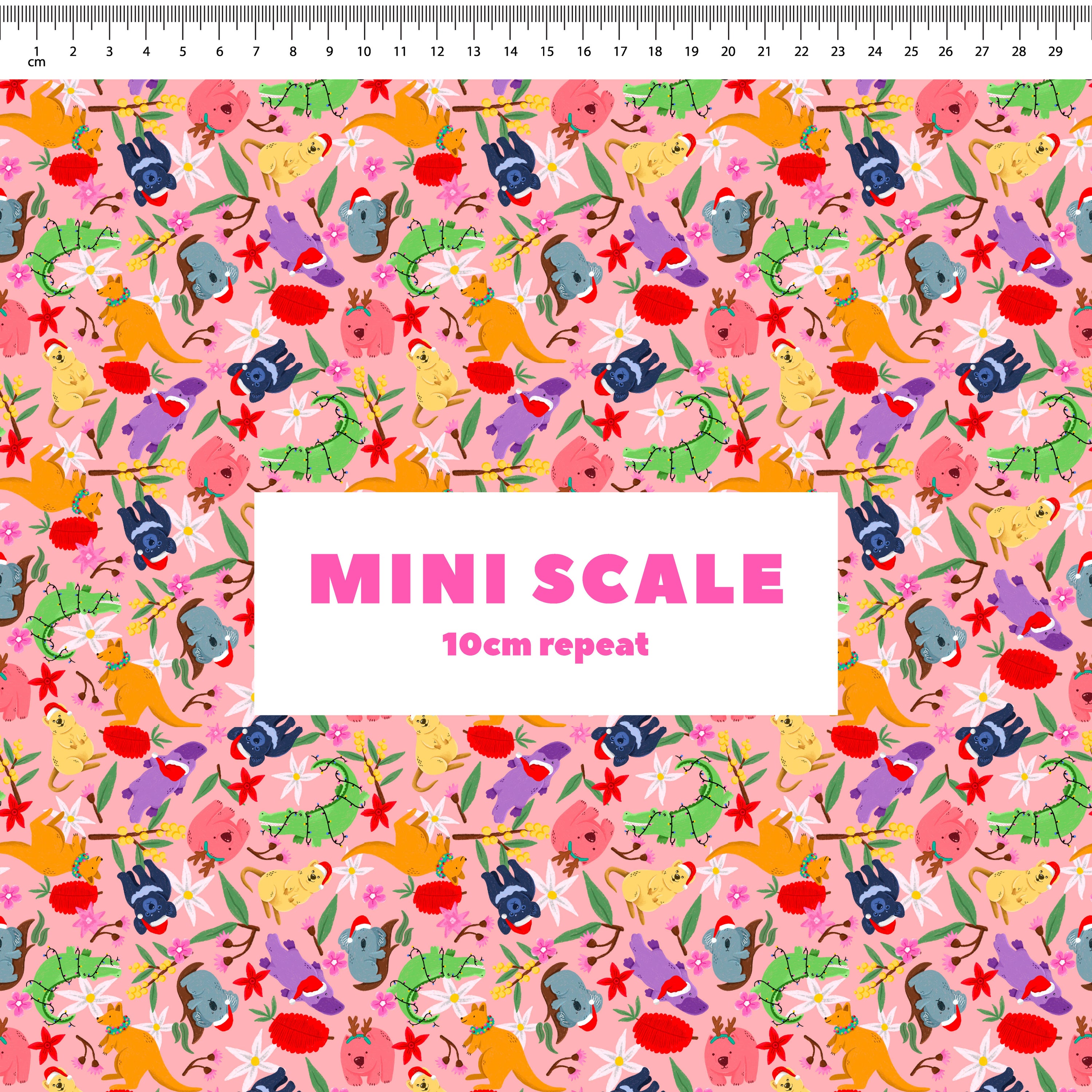 Aussie Christmas Animals (Peach) Preorder Fabric