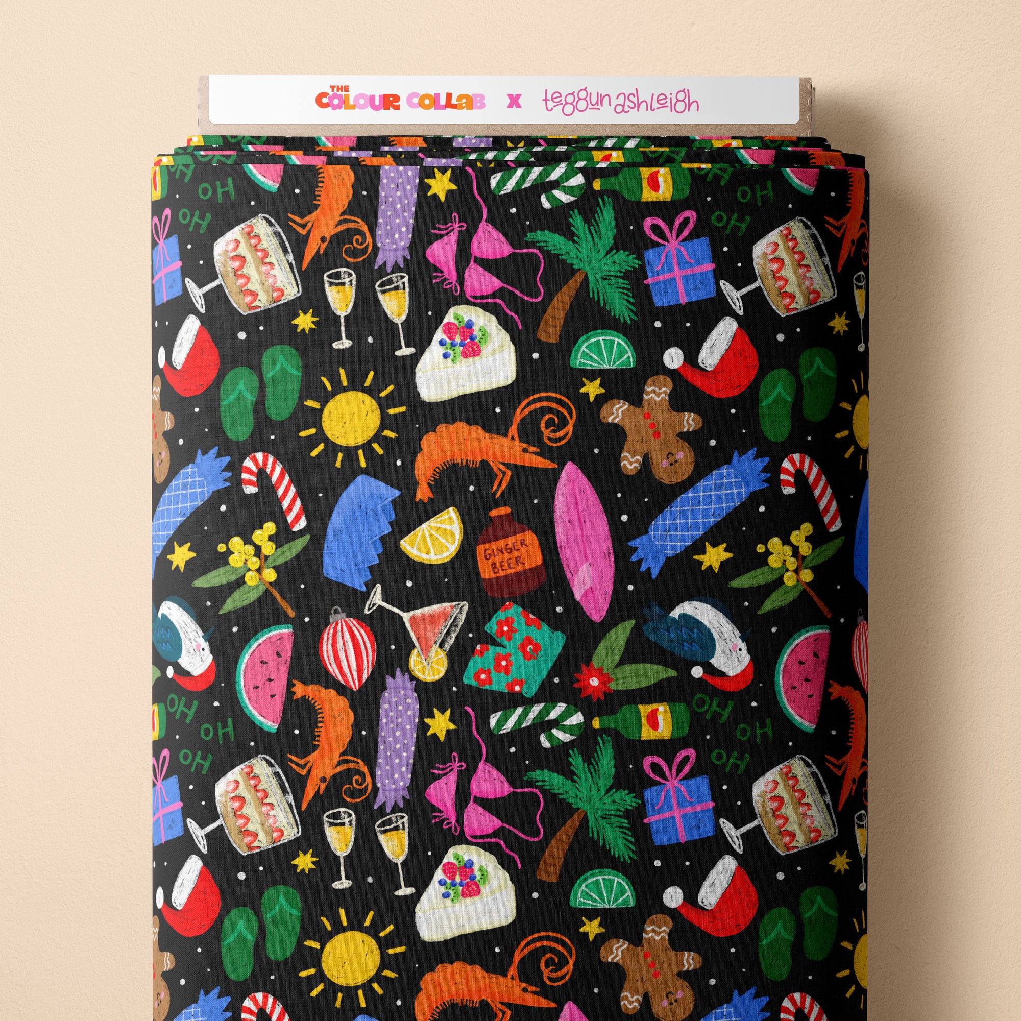 Aussie Christmas (Black) Preorder Fabric