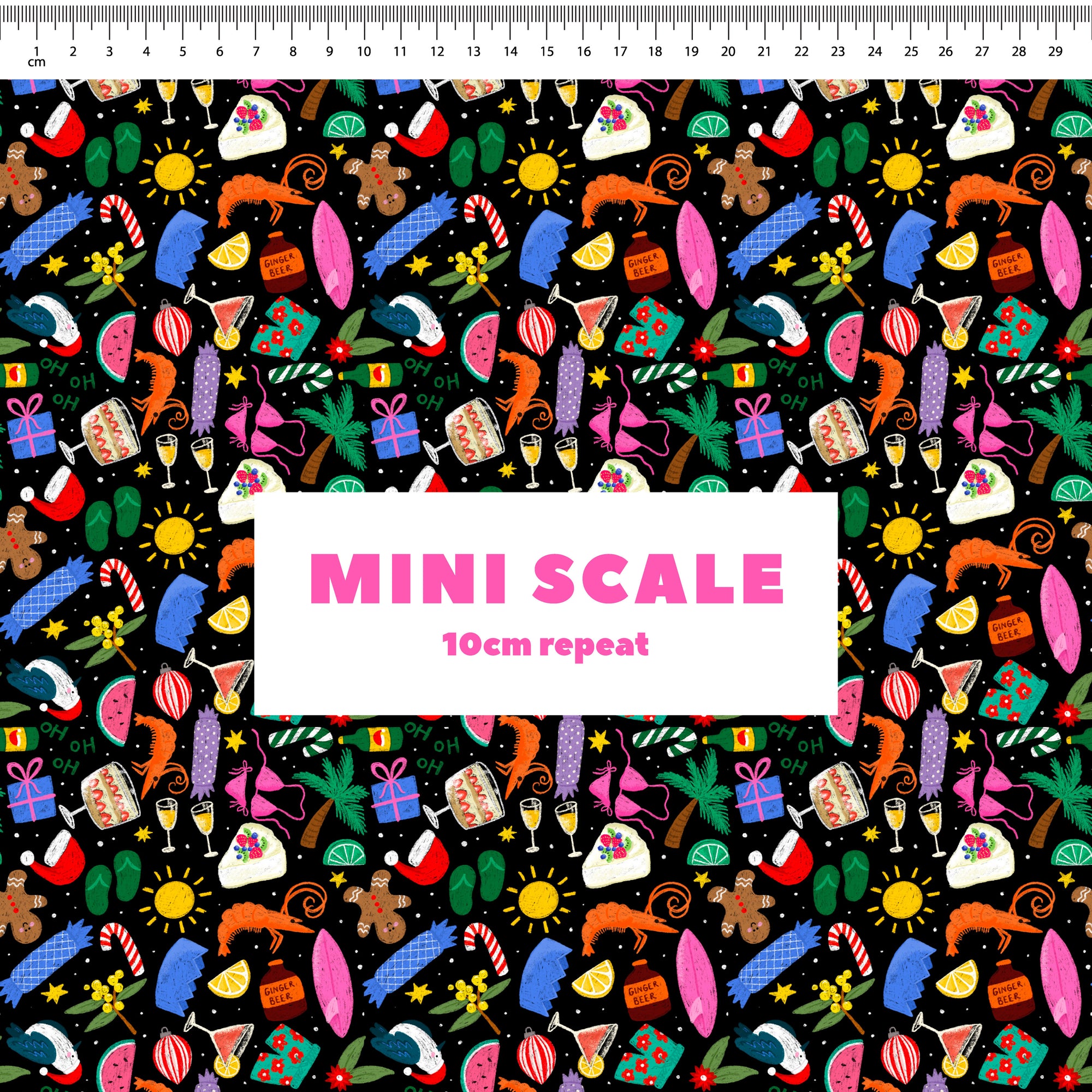 Aussie Christmas (Black) Preorder Fabric