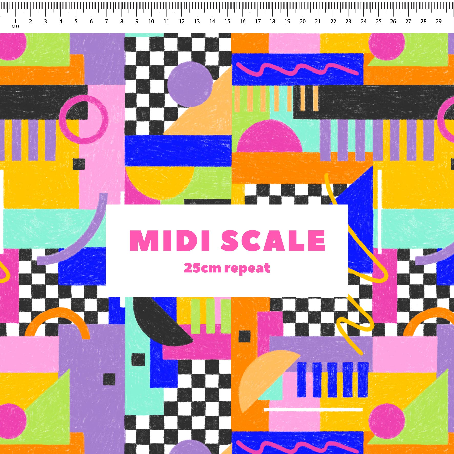 Back To The Future fabric design by The Colour Collab in 25cm Midi Scale