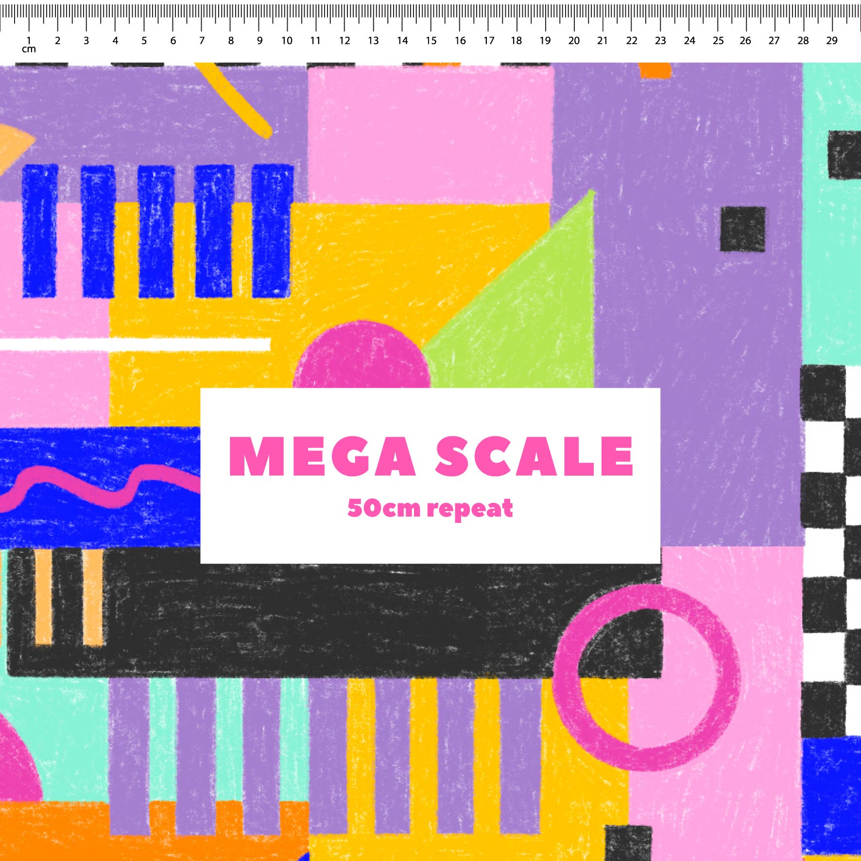 Back To The Future fabric print by The Colour Collab in 50cm Mega Scale