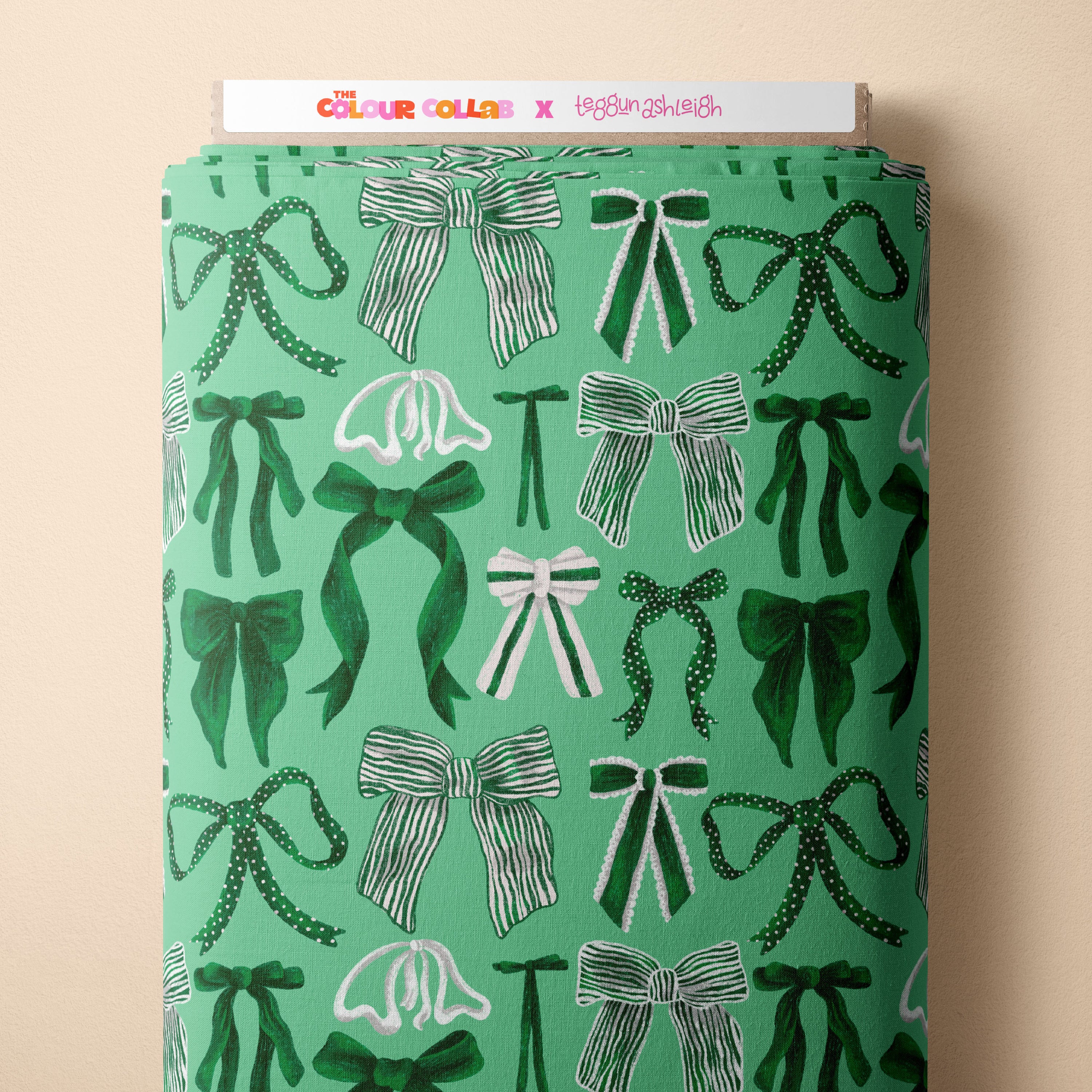 Bows (Green on Green) Preorder Fabric