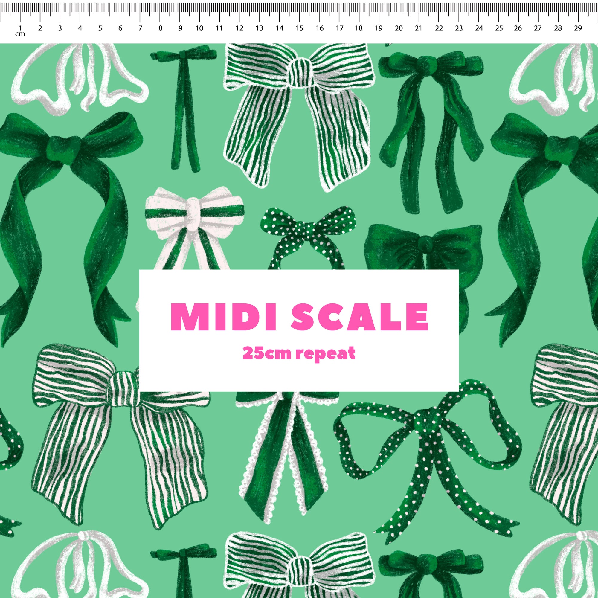 Bows (Green on Green) Preorder Fabric