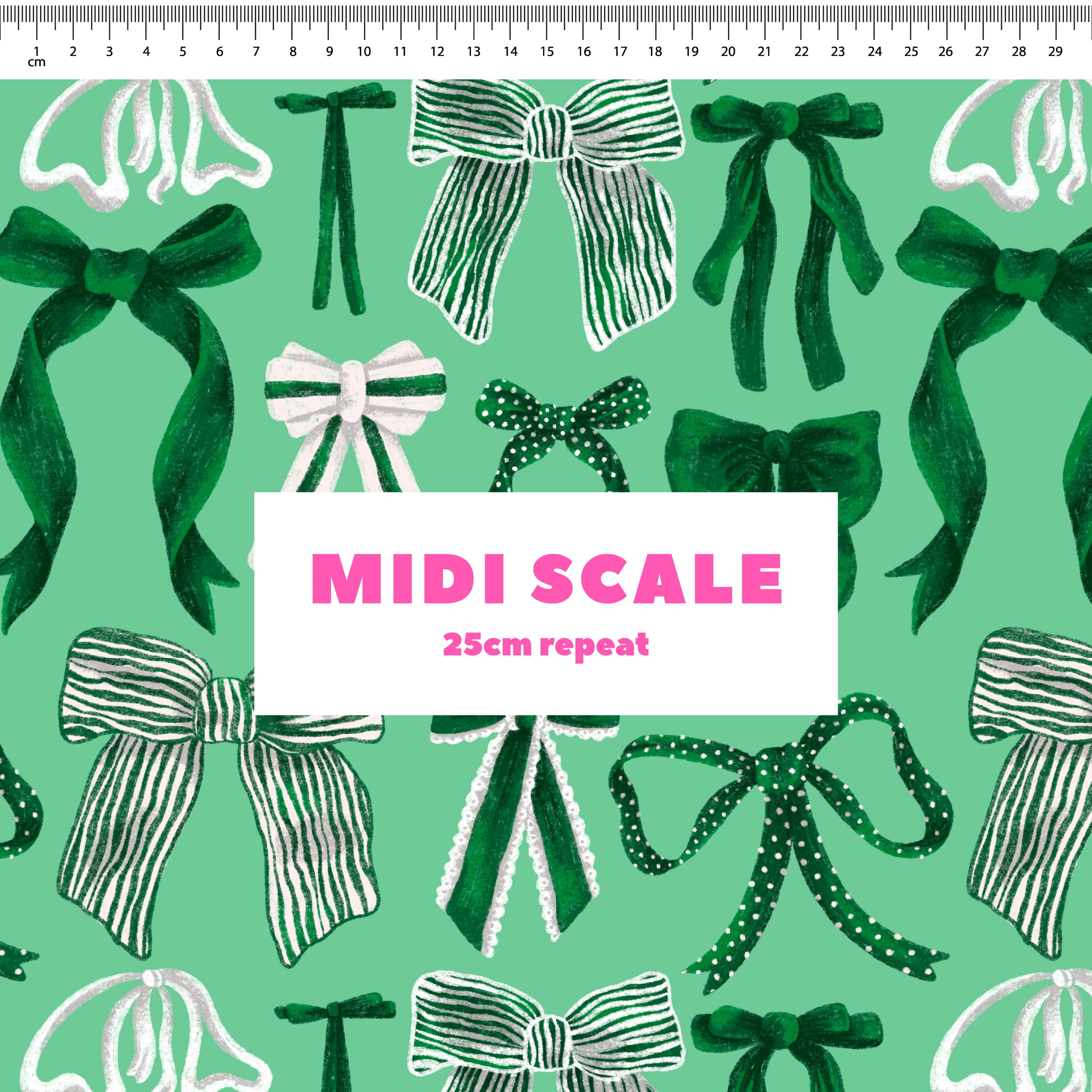 Bows (Green on Green) Preorder Fabric