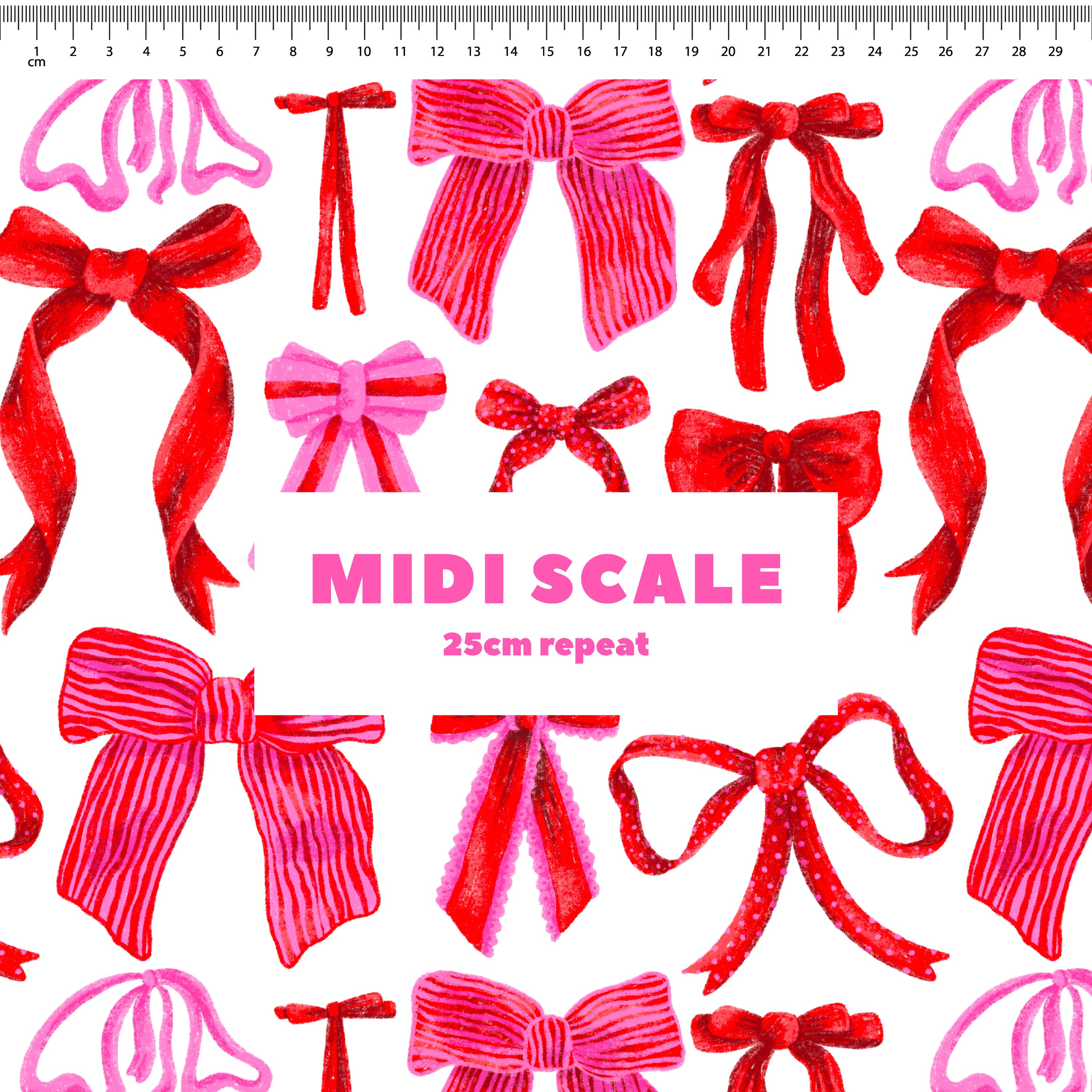 Bows (Red/Pink on White) Preorder Fabric