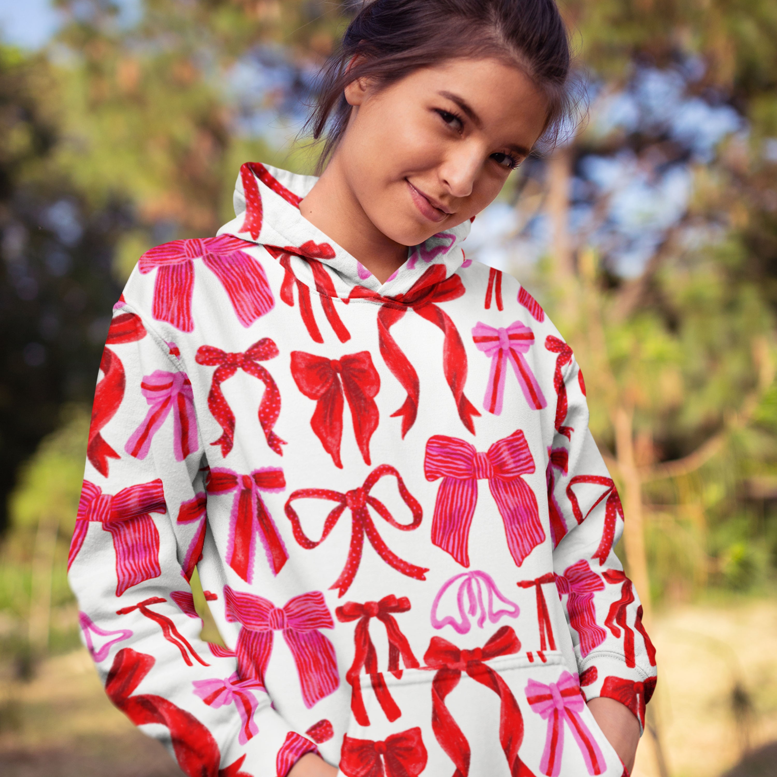 Bows (Red/Pink on White) Preorder Fabric