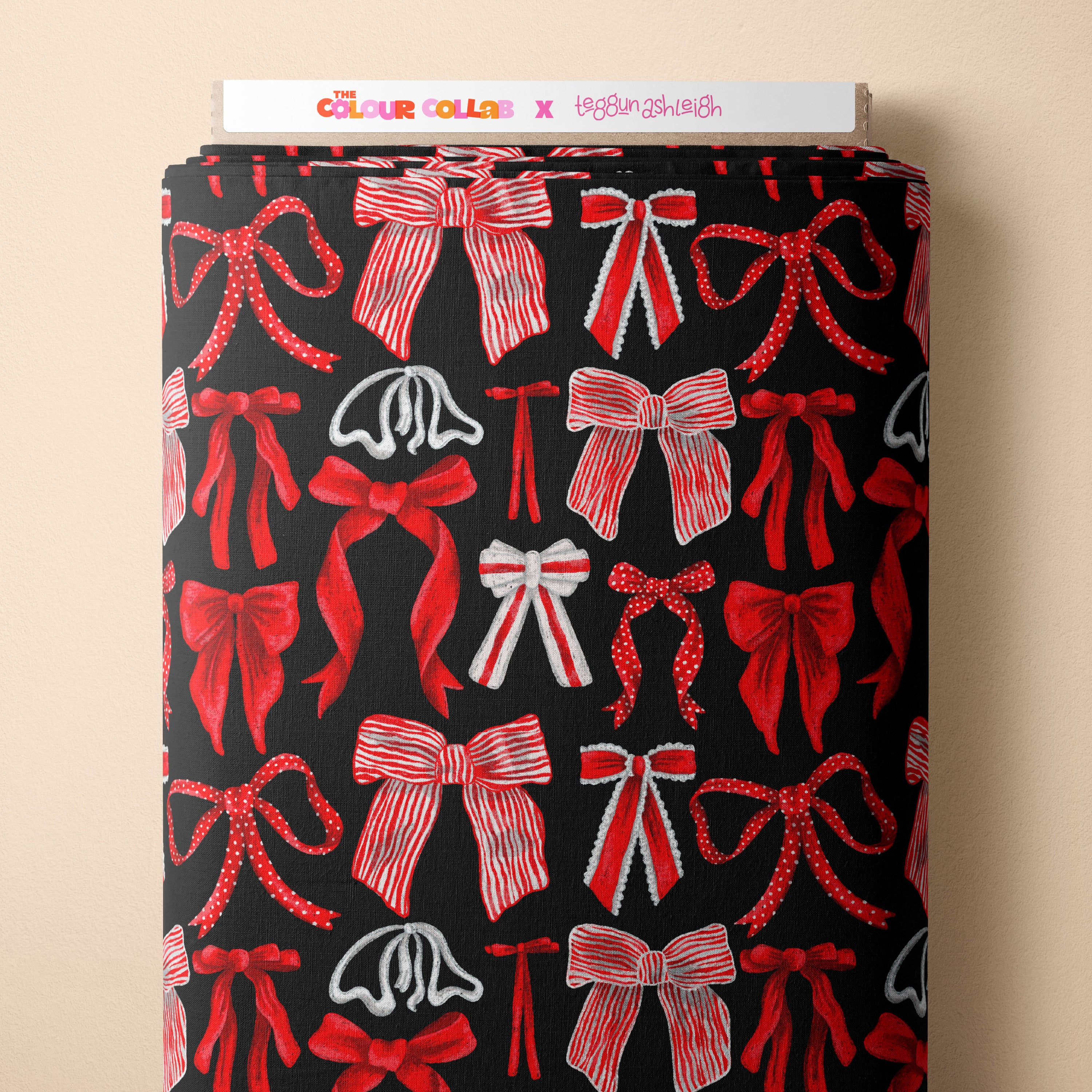 Bows (Red on Black) Preorder Fabric