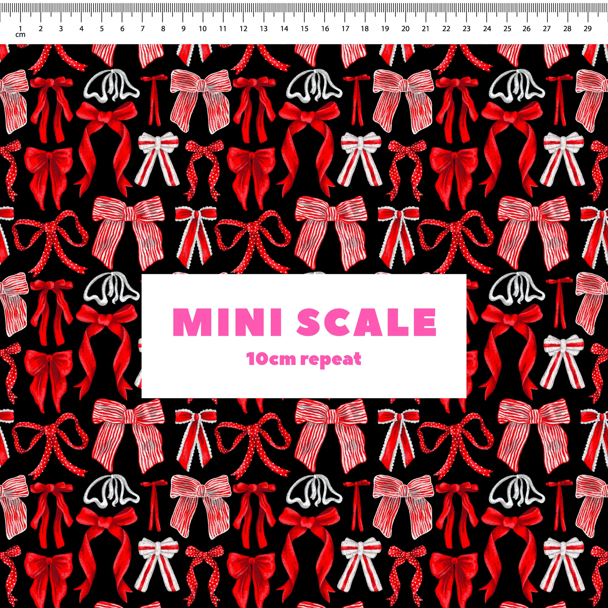 Bows (Red on Black) Preorder Fabric