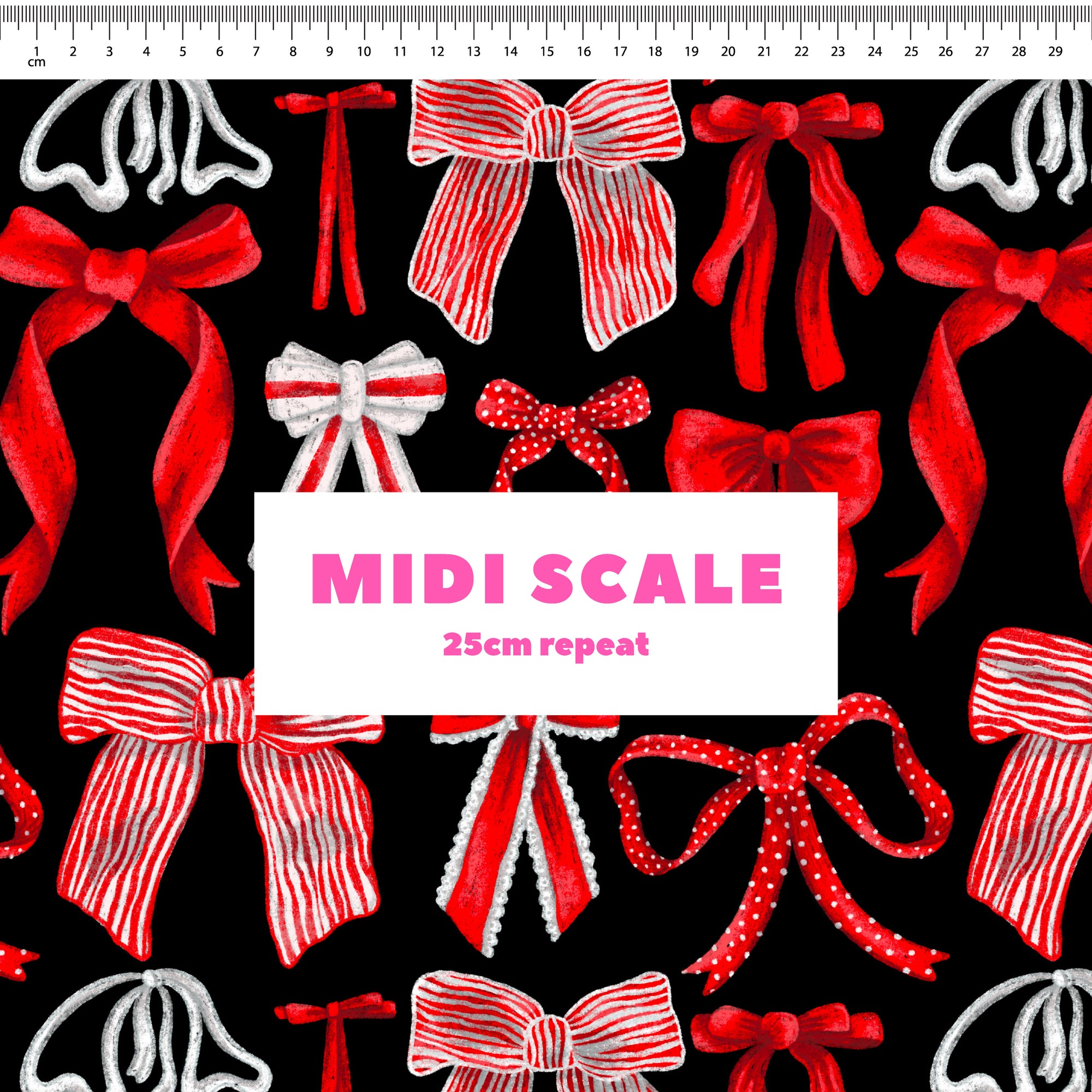 Bows (Red on Black) Preorder Fabric