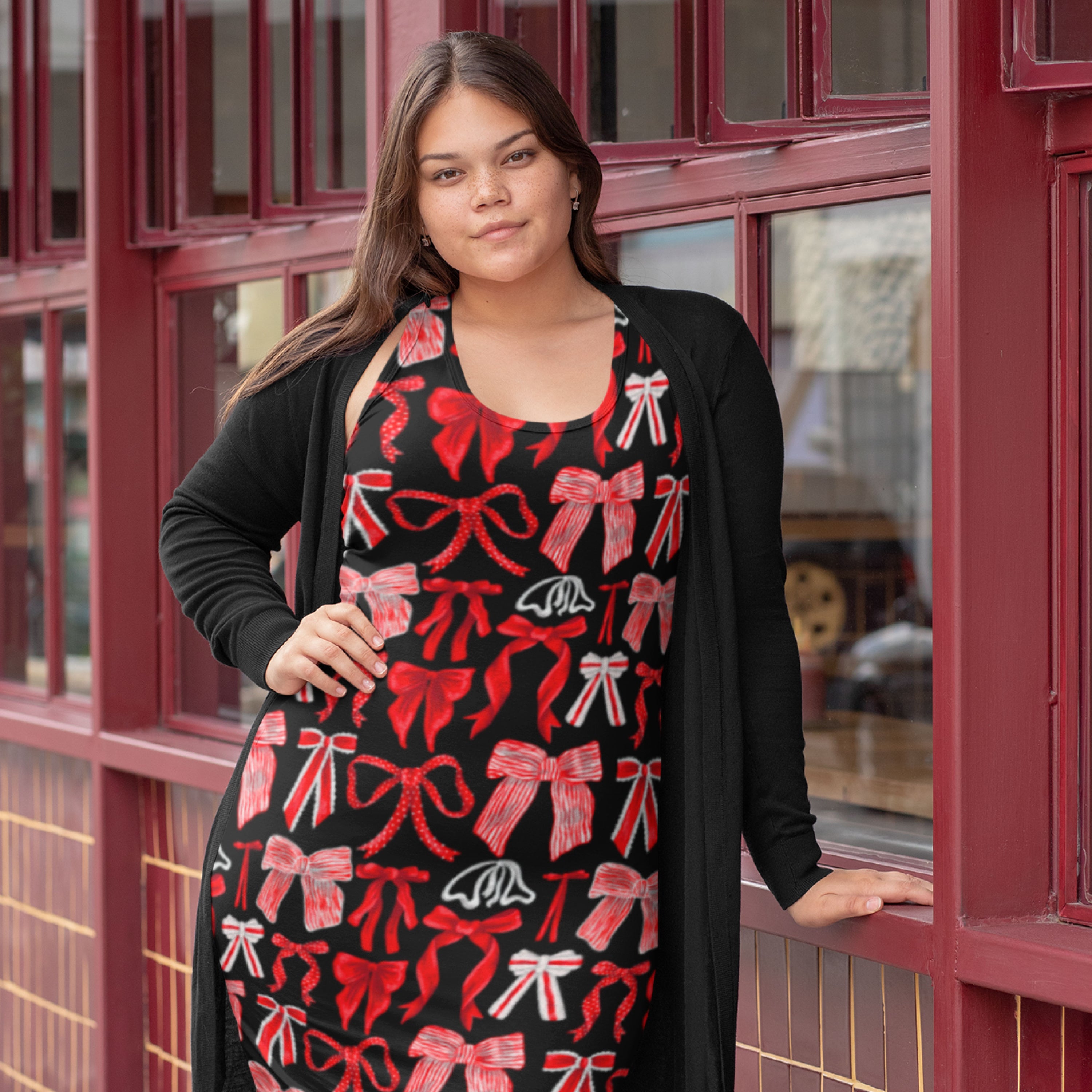 Bows (Red on Black) Preorder Fabric