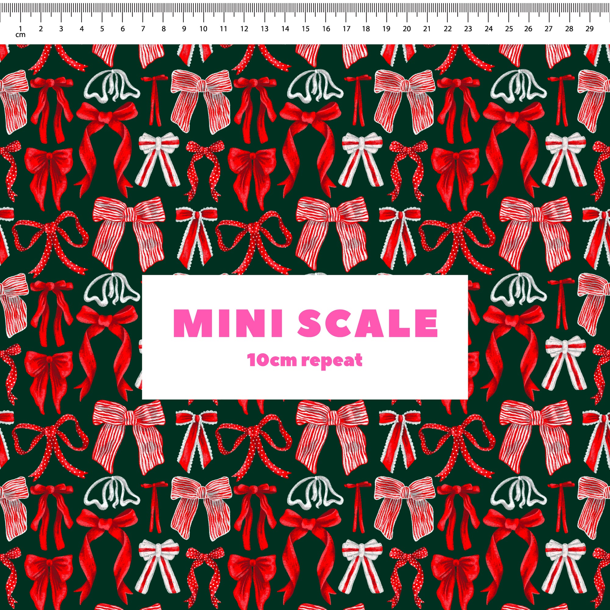 Bows (Red on Green) Preorder Fabric