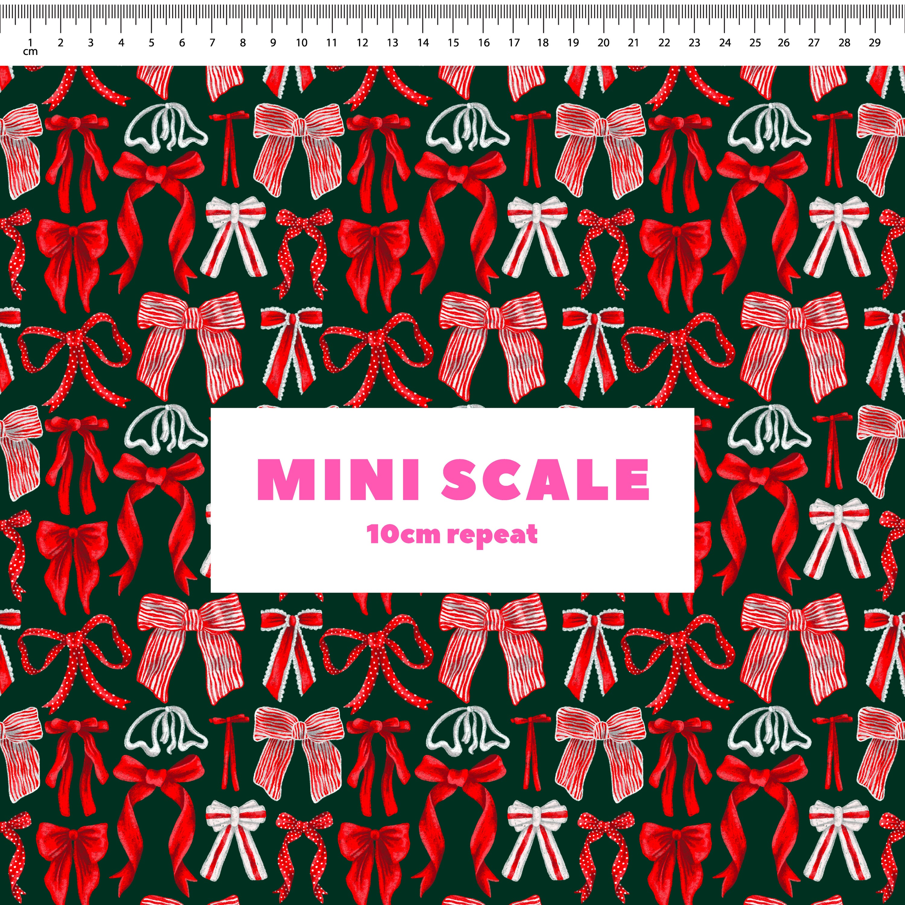 Bows (Red on Green) Preorder Fabric