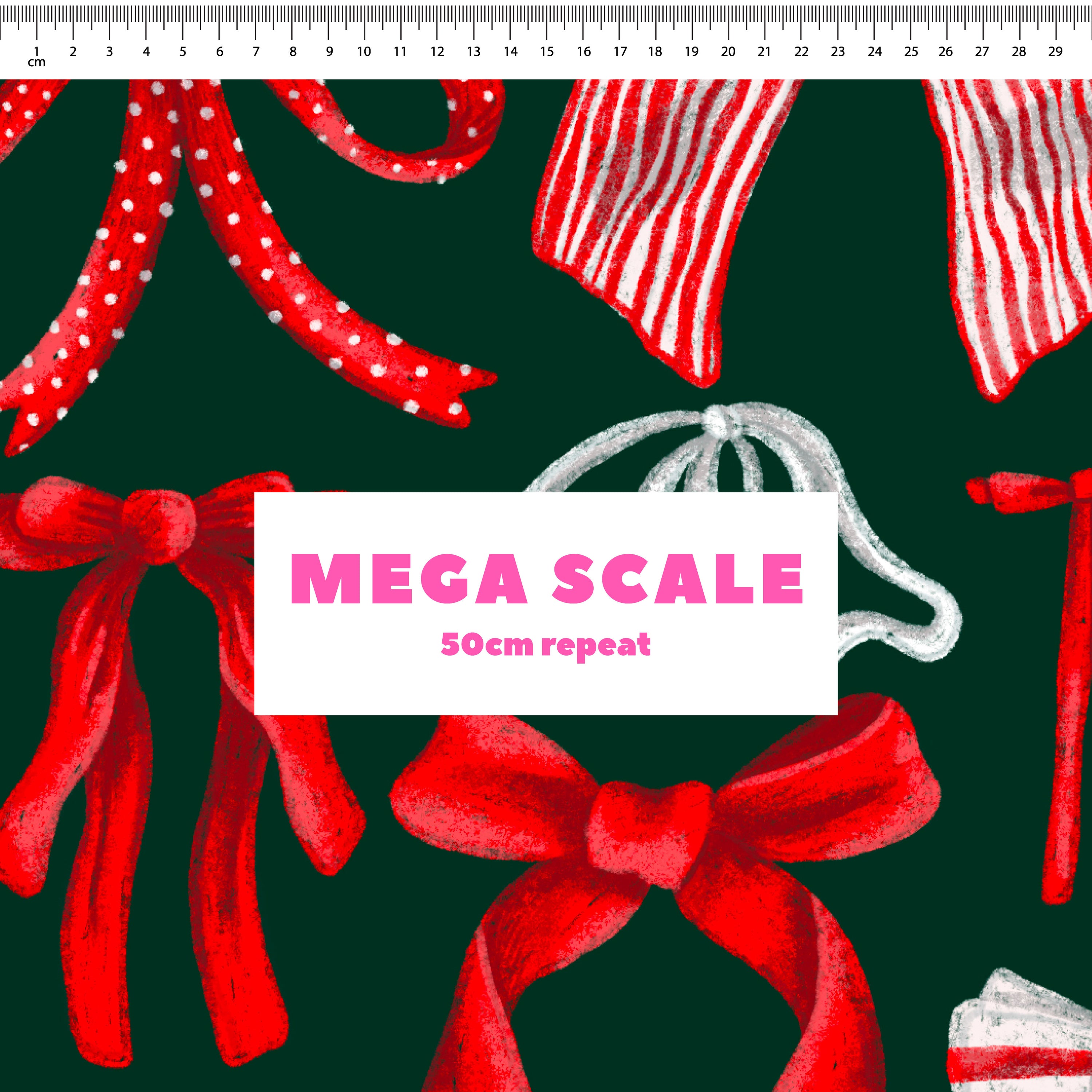 Bows (Red on Green) Preorder Fabric
