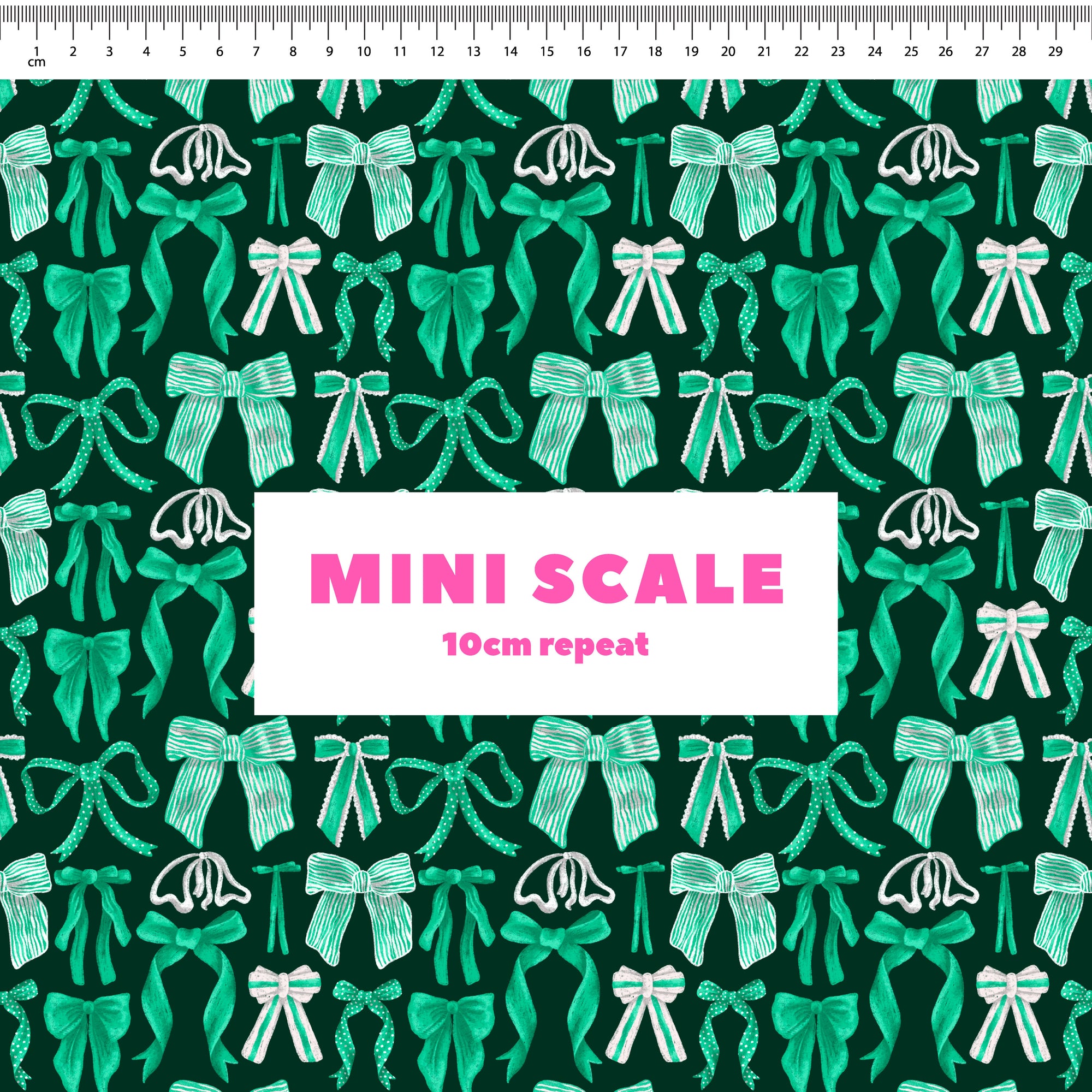 Bows (Teal on Green) Preorder Fabric