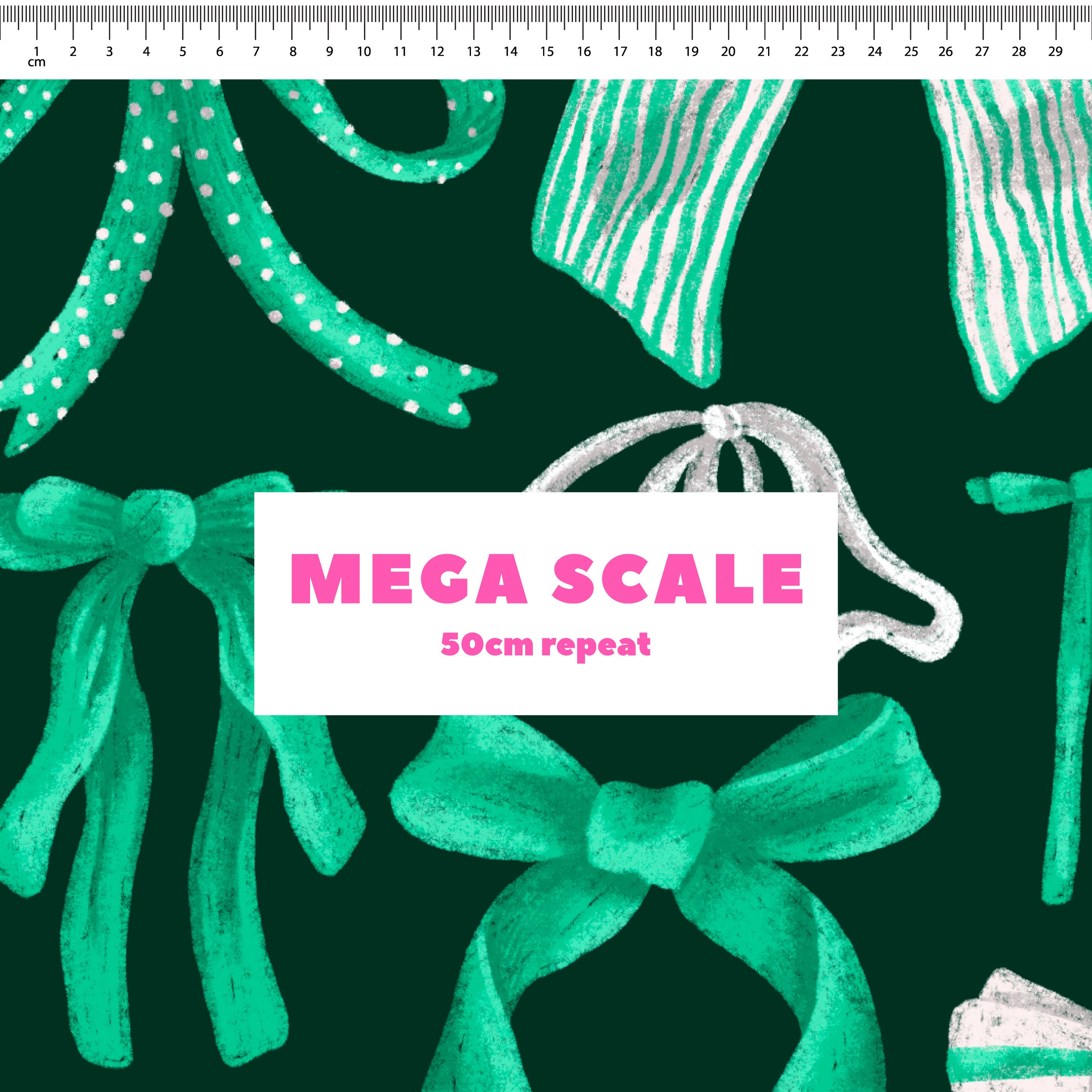 Bows (Teal on Green) Preorder Fabric