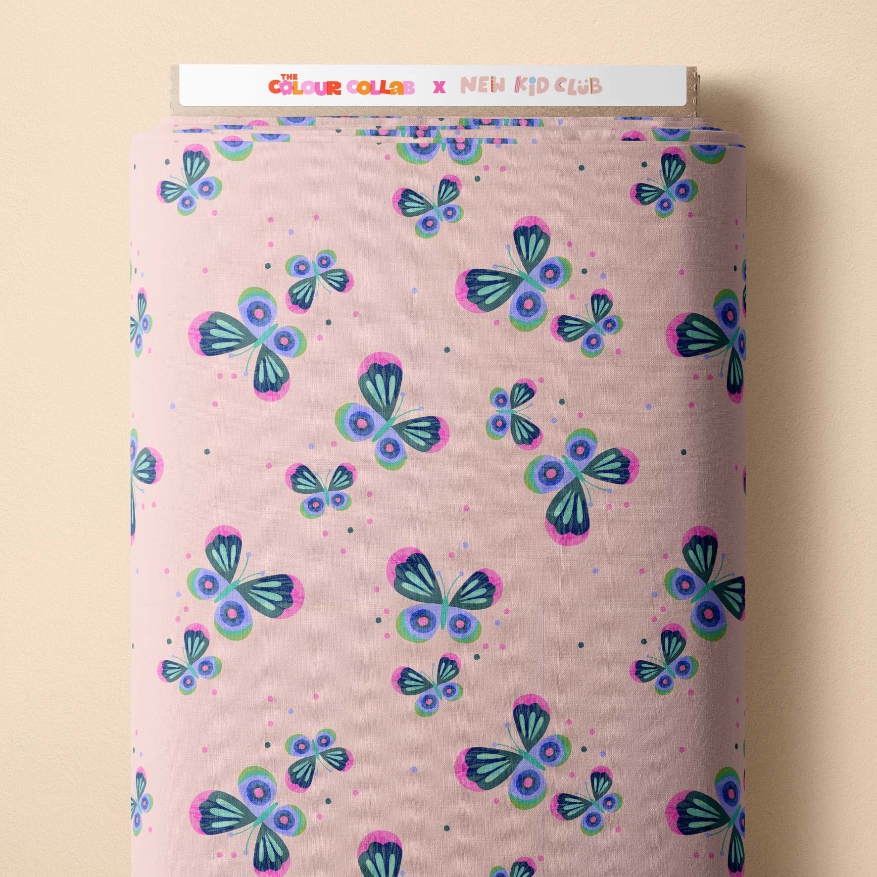 Butterfly Mix (Baby Pink) Preorder Fabric by New Kid Club