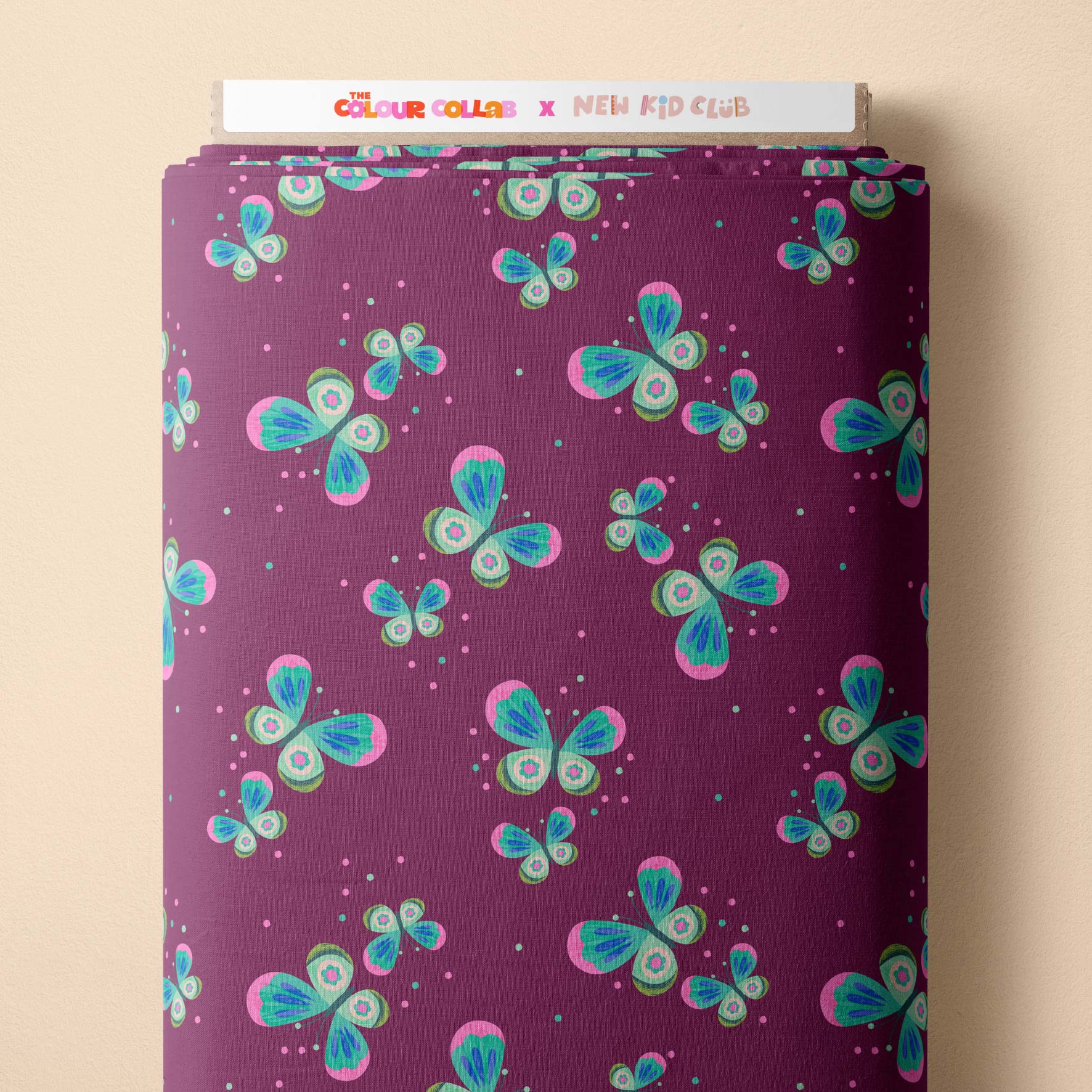 Butterfly Mix (Mauve Taupe) Preorder Fabric by New Kid Club