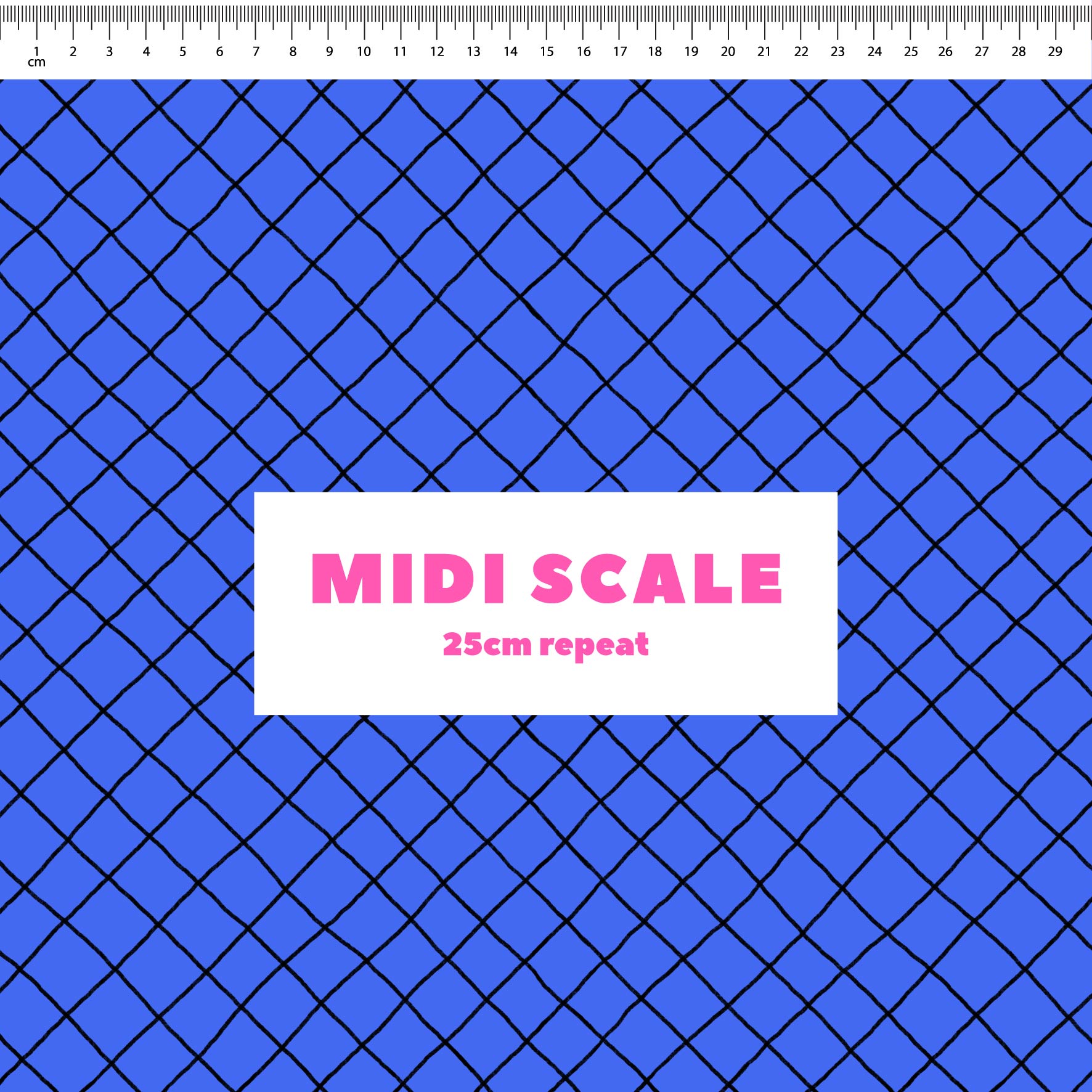 Preorder: Checkered Lines (Black on Blue)