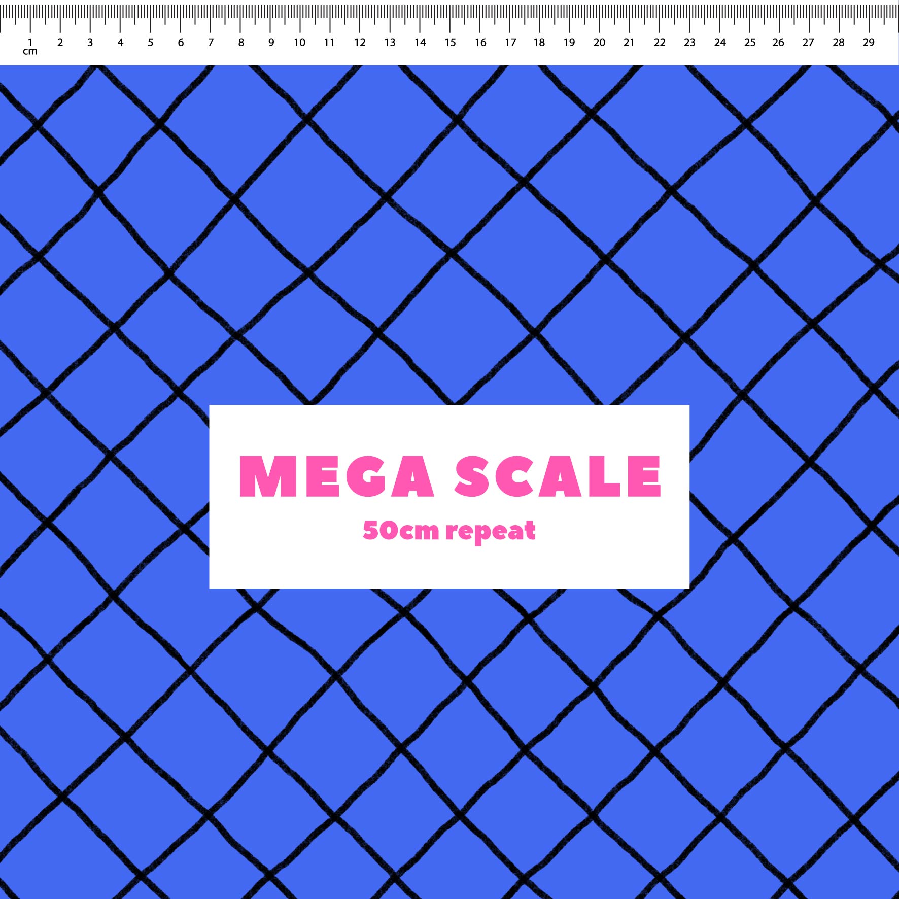 Preorder: Checkered Lines (Black on Blue)