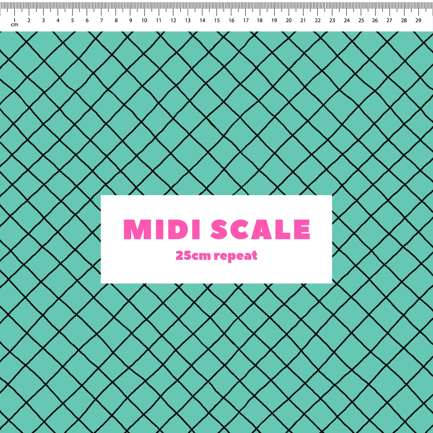 Preorder: Checkered Lines (Black on Teal)