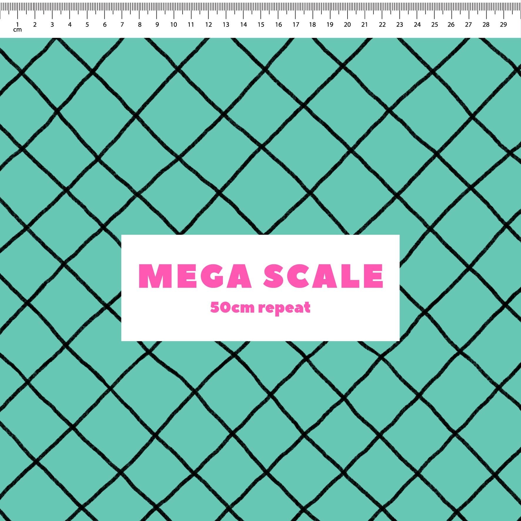 Preorder: Checkered Lines (Black on Teal)