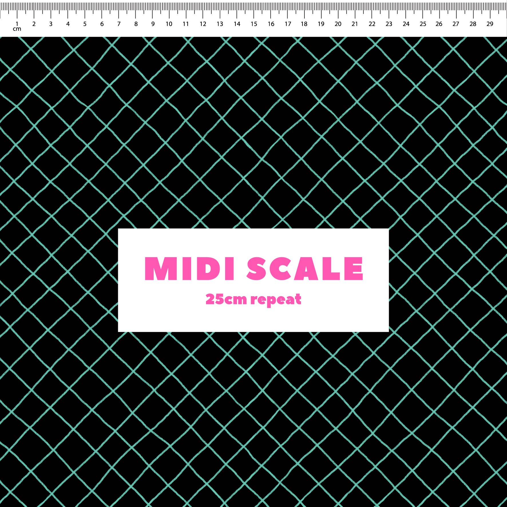 Preorder: Checkered Lines (Teal on Black)