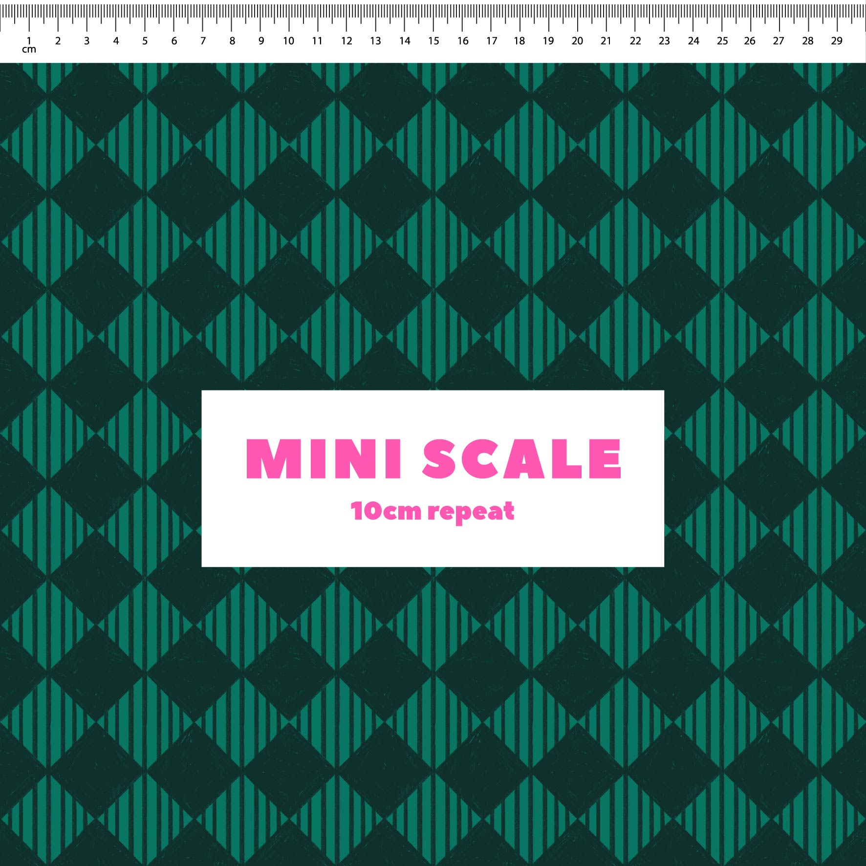Checkered Stripes (Green) - 2m - French Terry - Mini Scale
