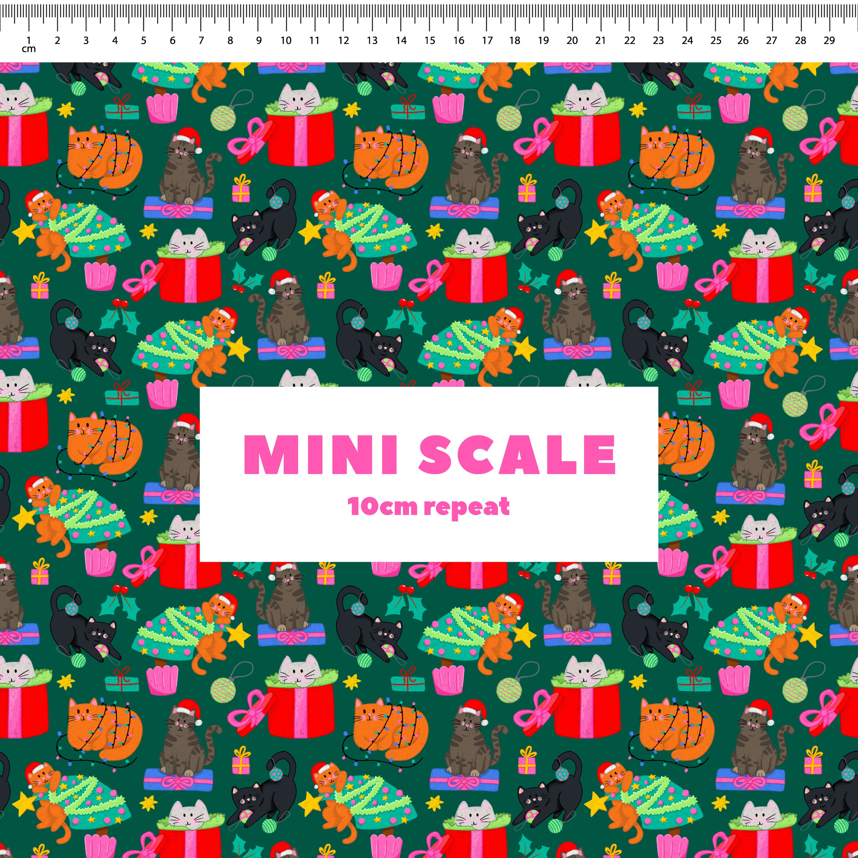 Christmas Cats (Green) Preorder Fabric