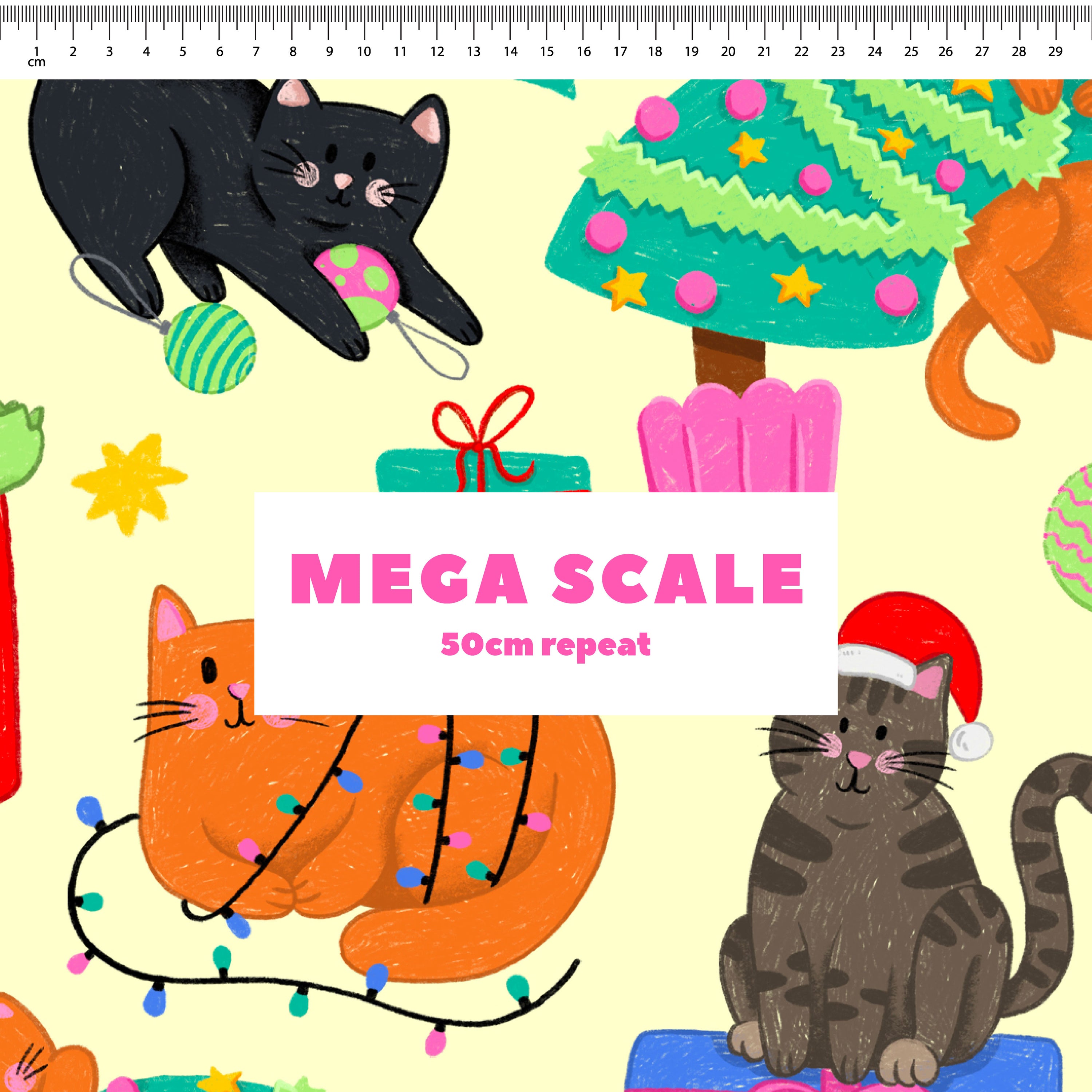 Christmas Cats (Light Yellow) Preorder Fabric