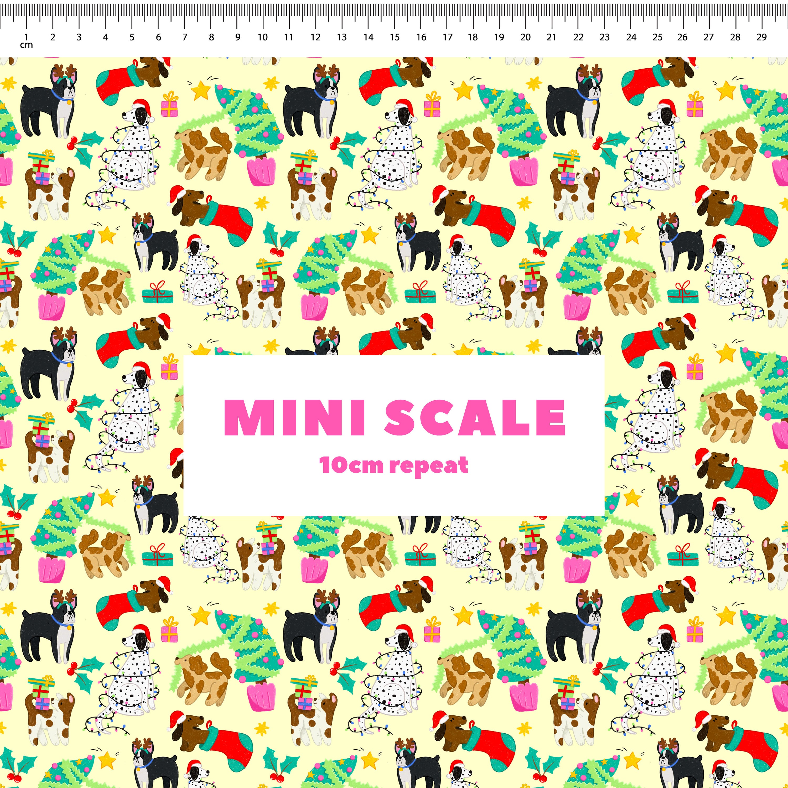 Christmas Dogs (Light Yellow) Preorder Fabric