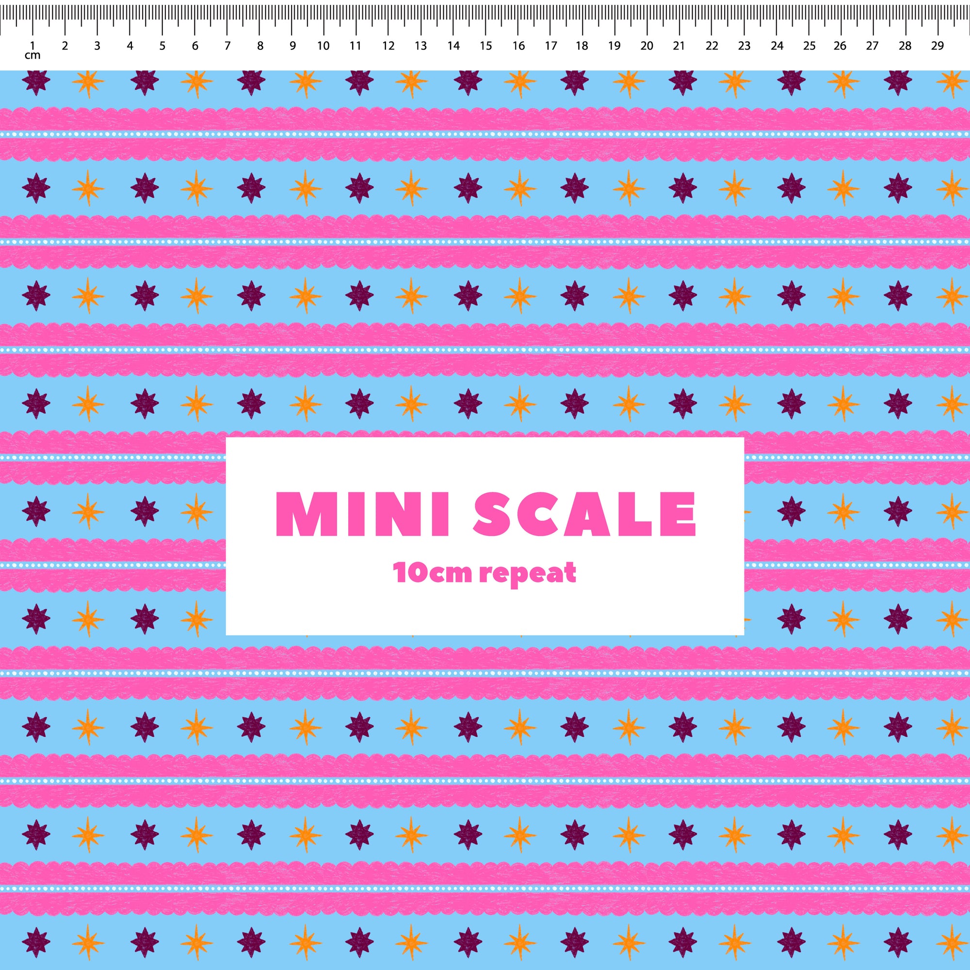 Christmas Folk Stripes (Blue) Preorder Fabric