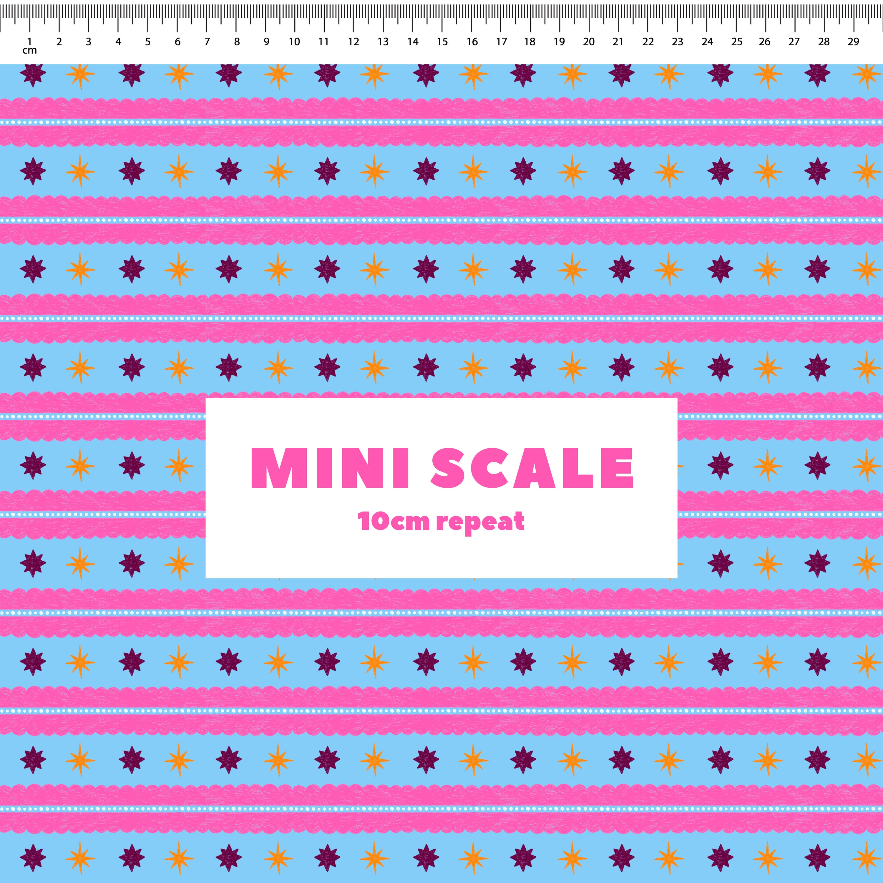 Christmas Folk Stripes (Blue) Preorder Fabric