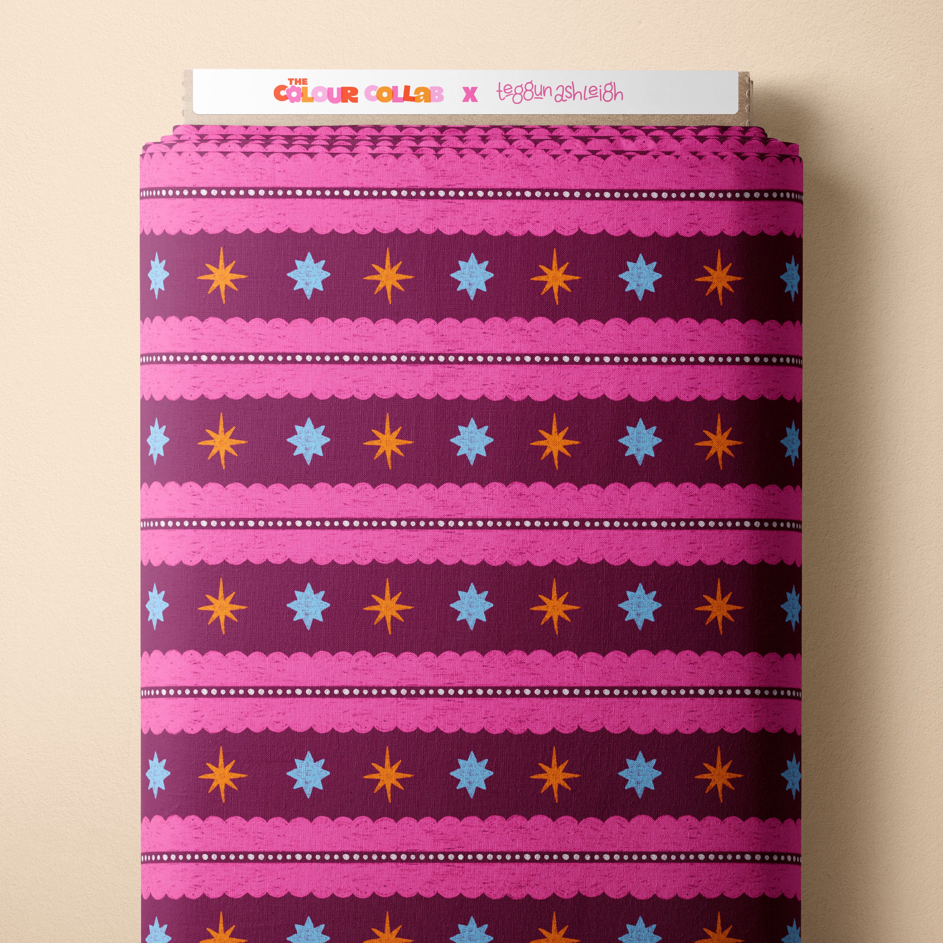 Christmas Folk Stripes (Maroon) Preorder Fabric