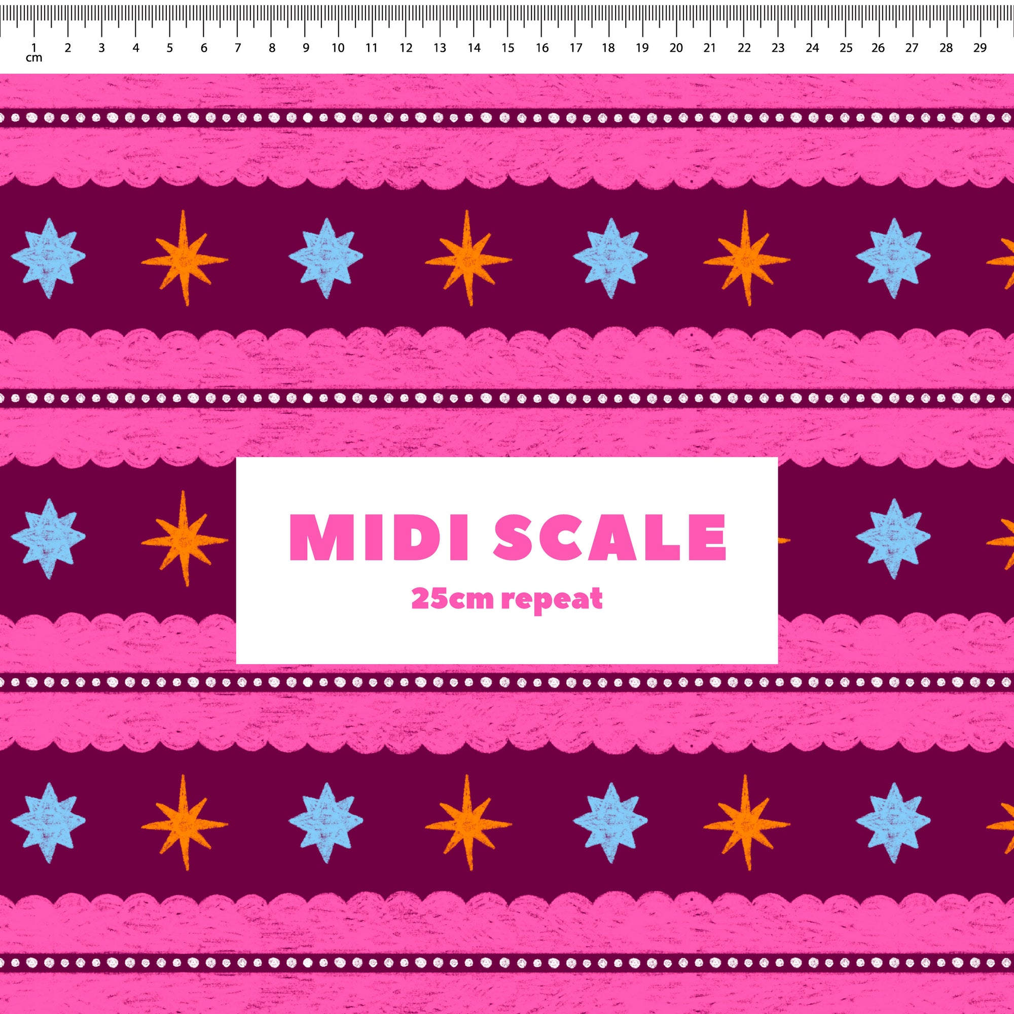 Christmas Folk Stripes (Maroon) Preorder Fabric