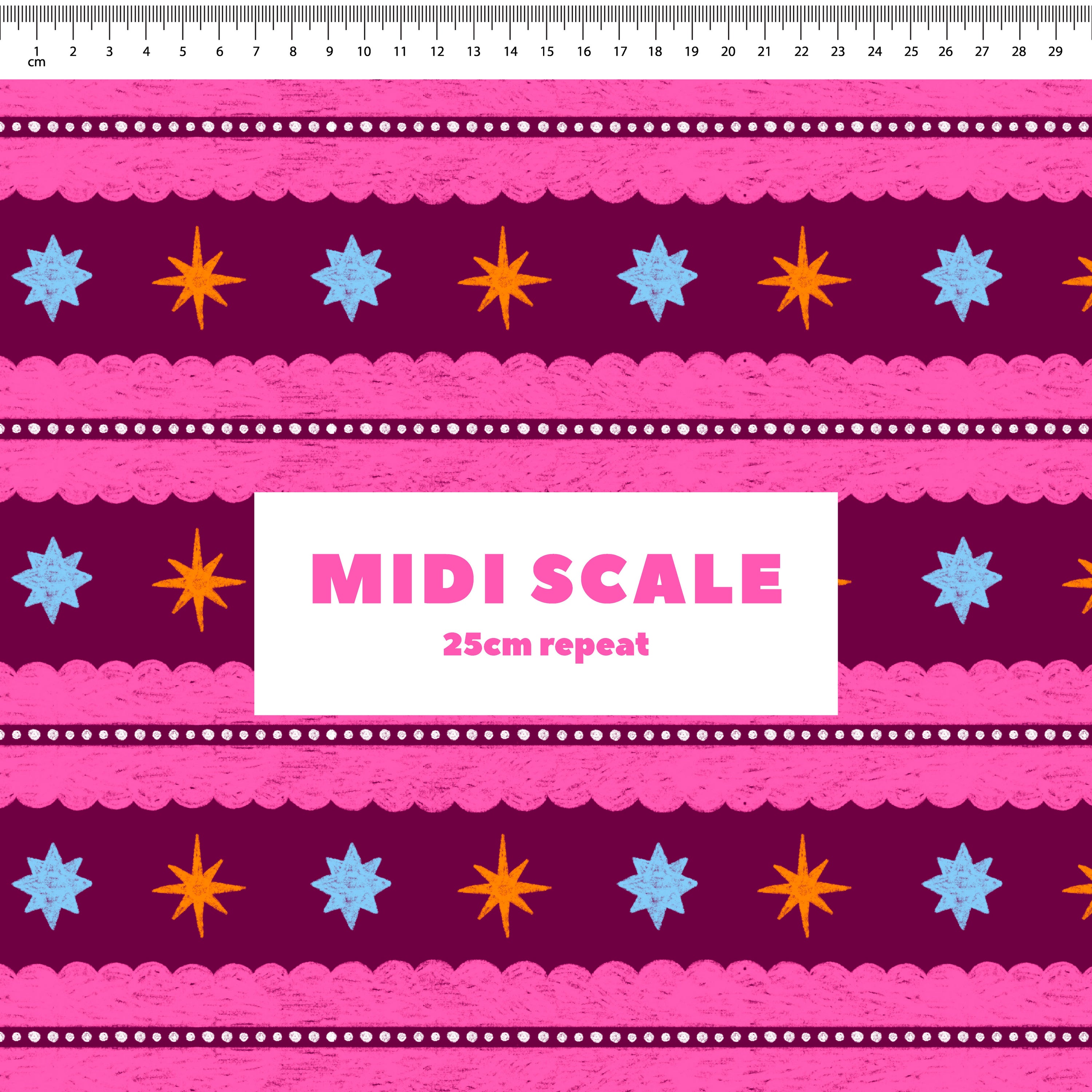 Christmas Folk Stripes (Maroon) Preorder Fabric