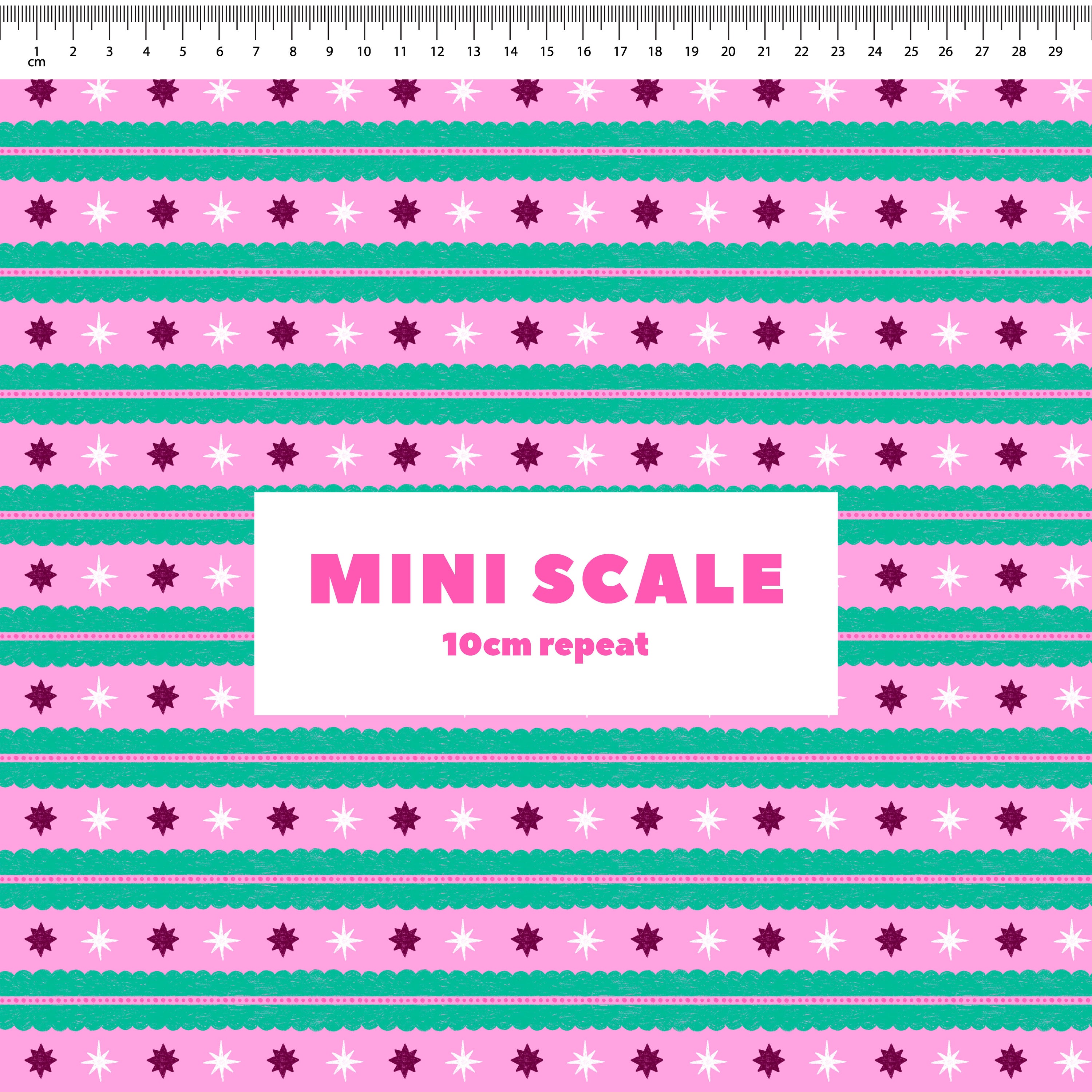 Christmas Folk Stripes (Pink) Preorder Fabric