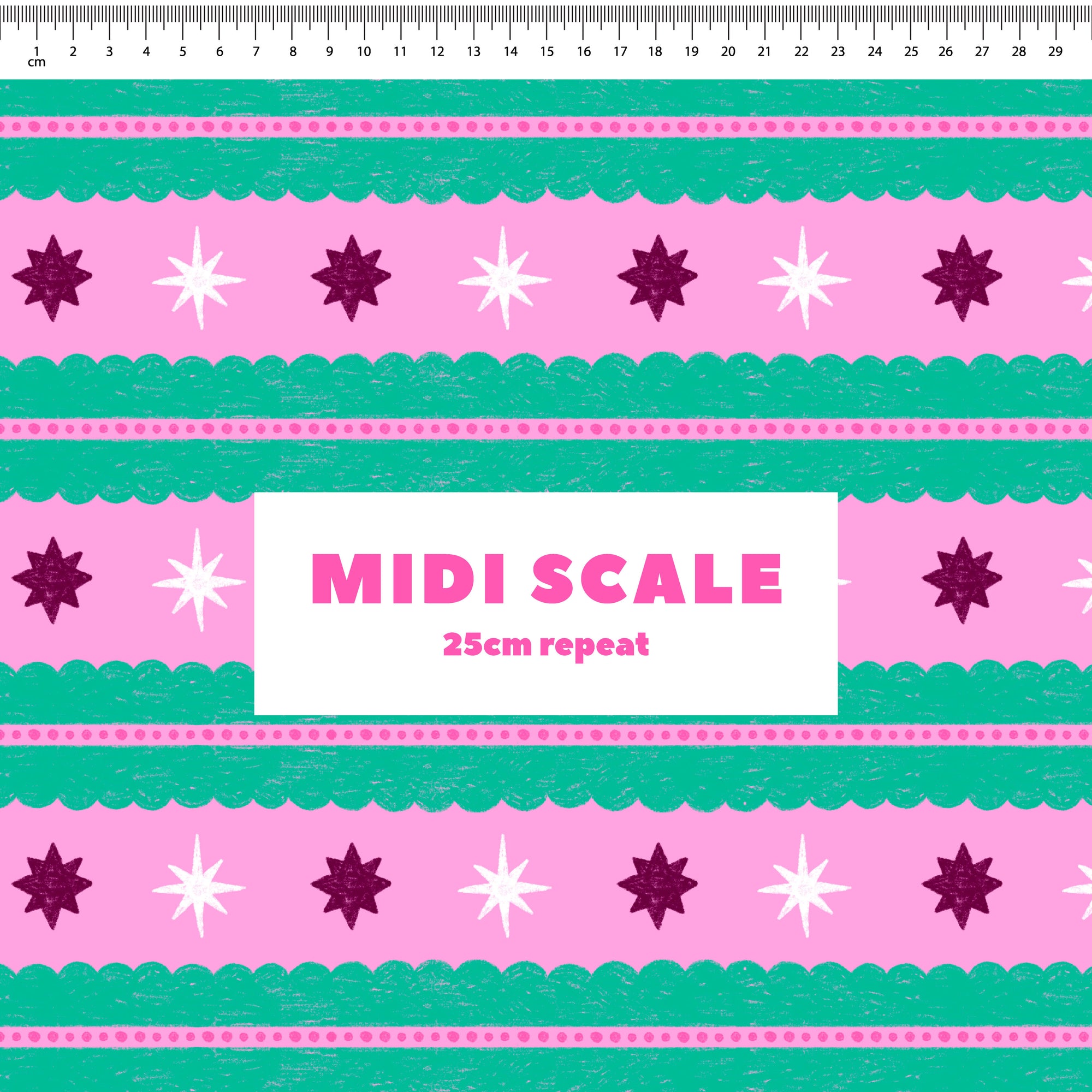 Christmas Folk Stripes (Pink) Preorder Fabric