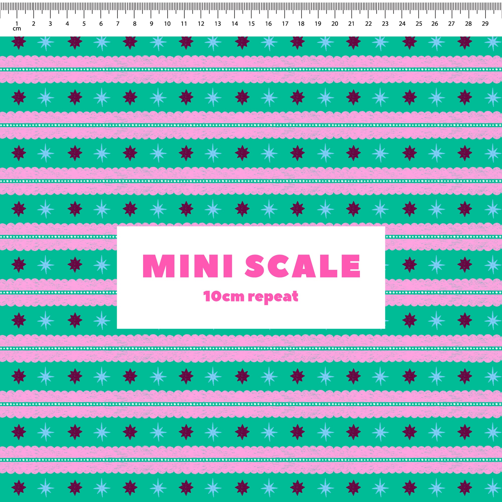 Christmas Folk Stripes (Teal) Preorder Fabric