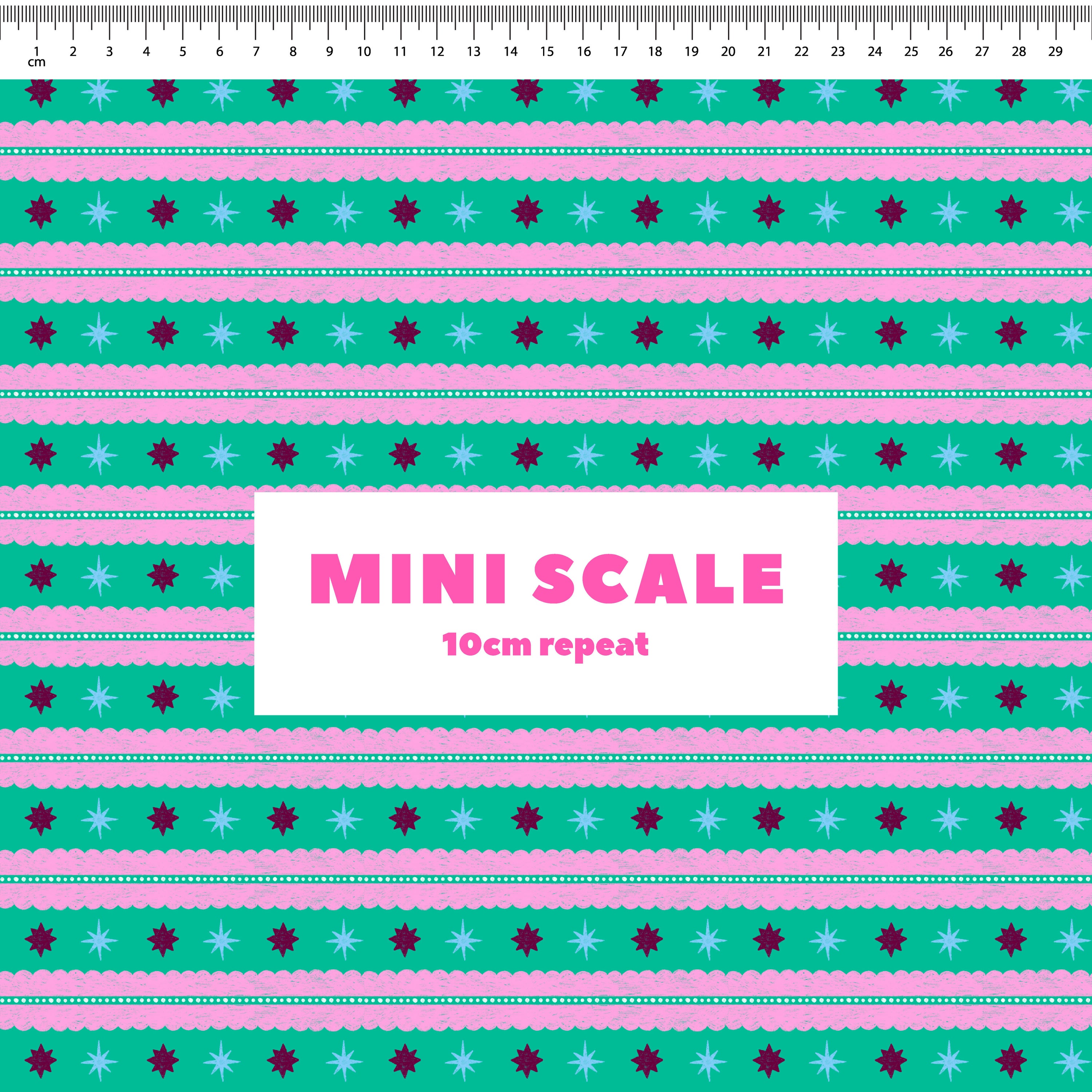 Christmas Folk Stripes (Teal) Preorder Fabric